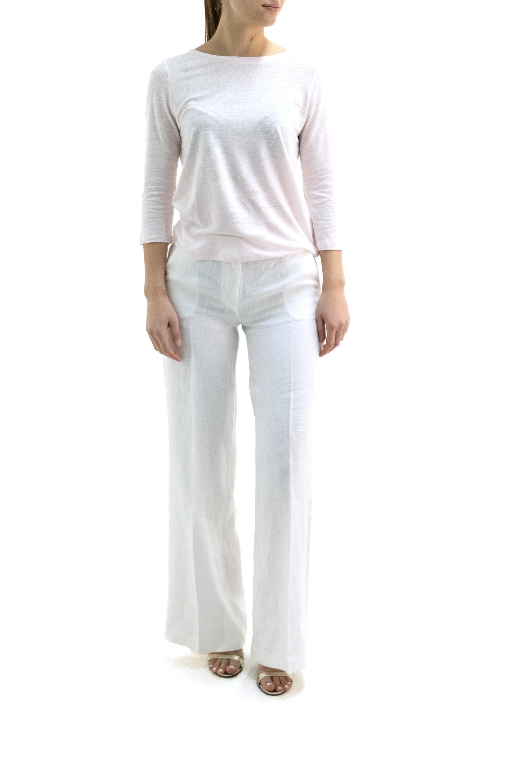 MAJESTIC T-shirt in lino di colore rosa, view 2