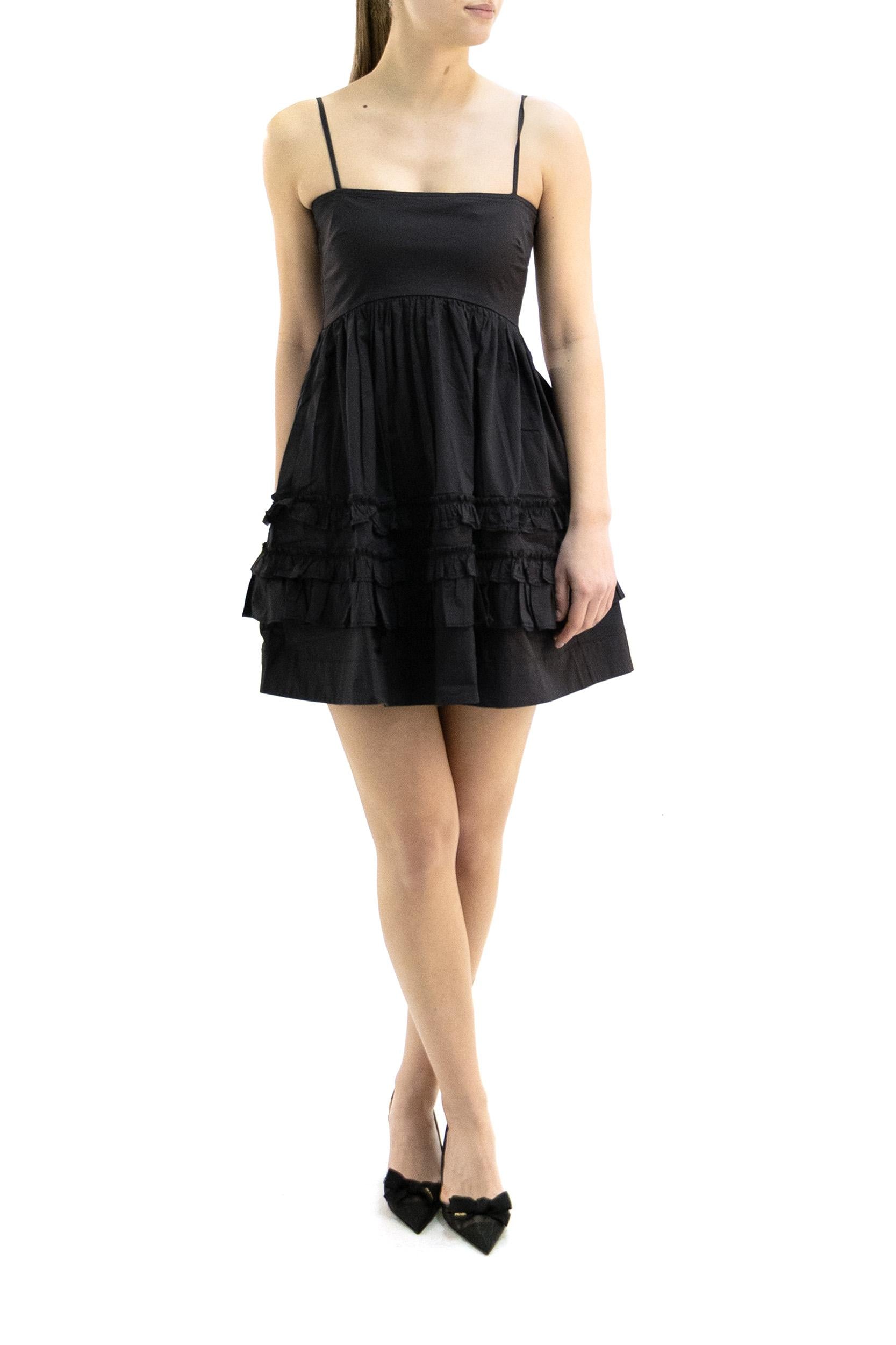 Ganni Abito in cotone di colore nero, view 2
