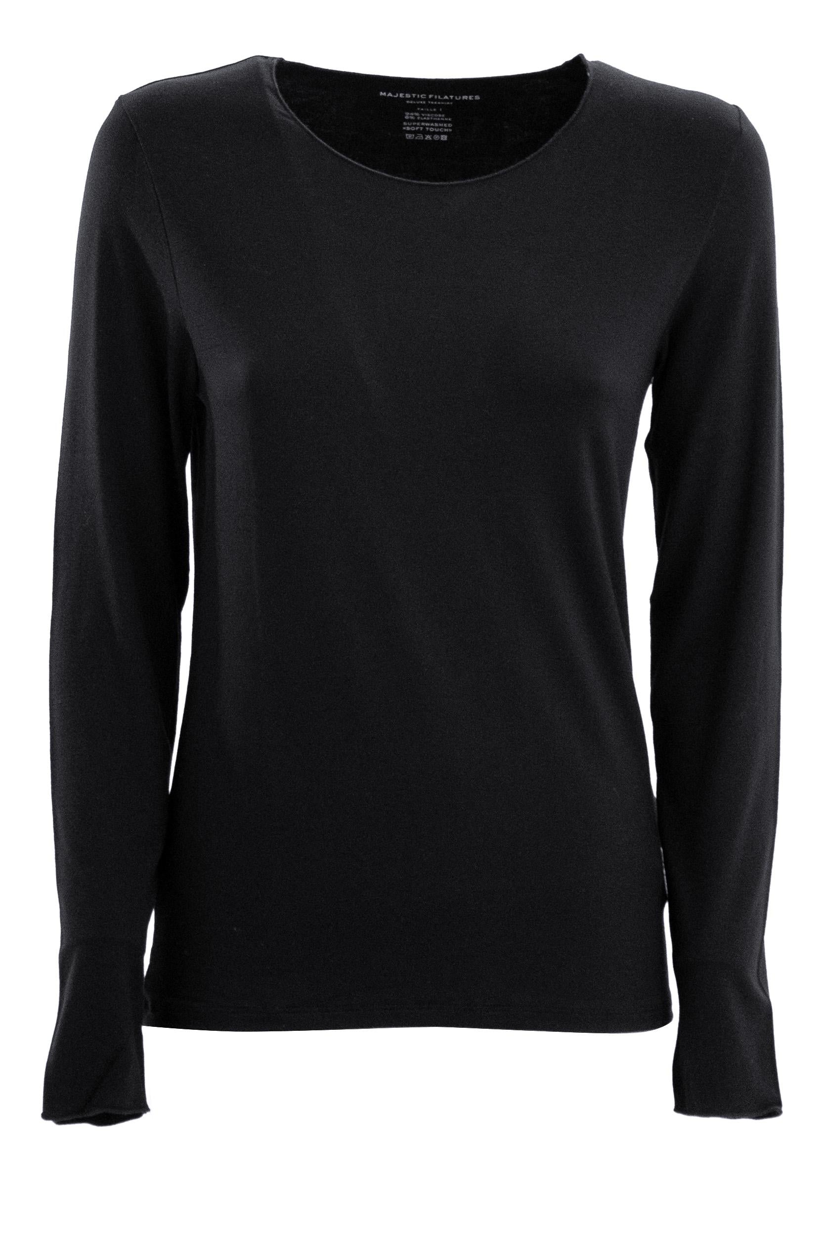 MAJESTIC T-shirt in viscosa di colore nero