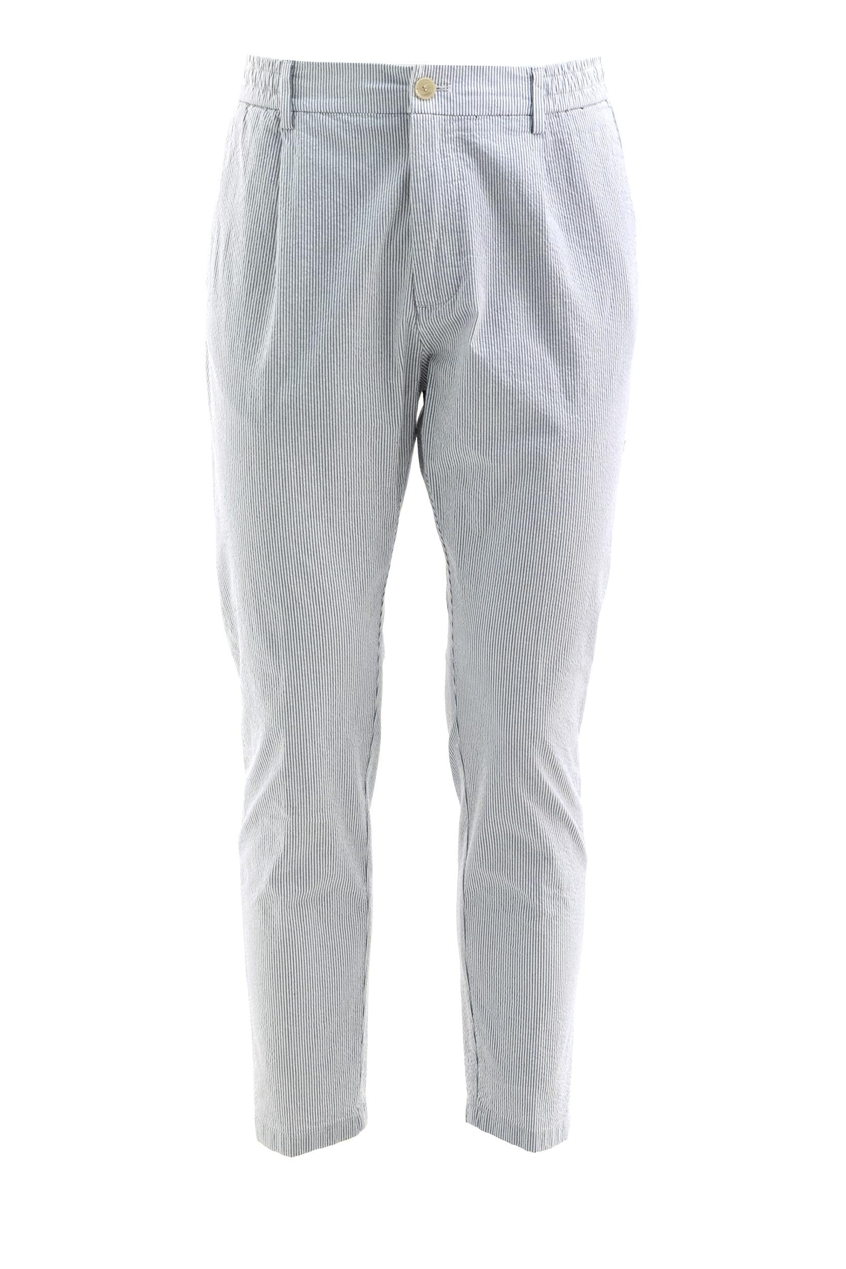 CRUNA Pantaloni Mitte a Righe in Cotone Stretch