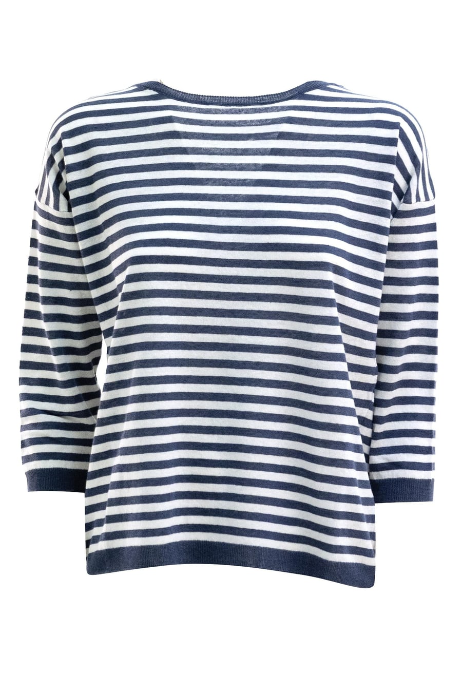 BASE Maglia a Righe in Lino e Cotone