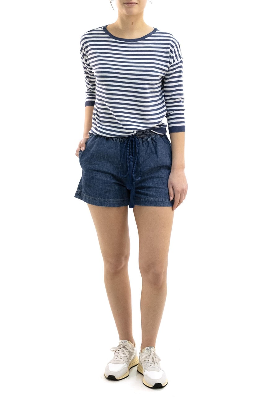 BASE Maglia a Righe in Lino e Cotone, view 2