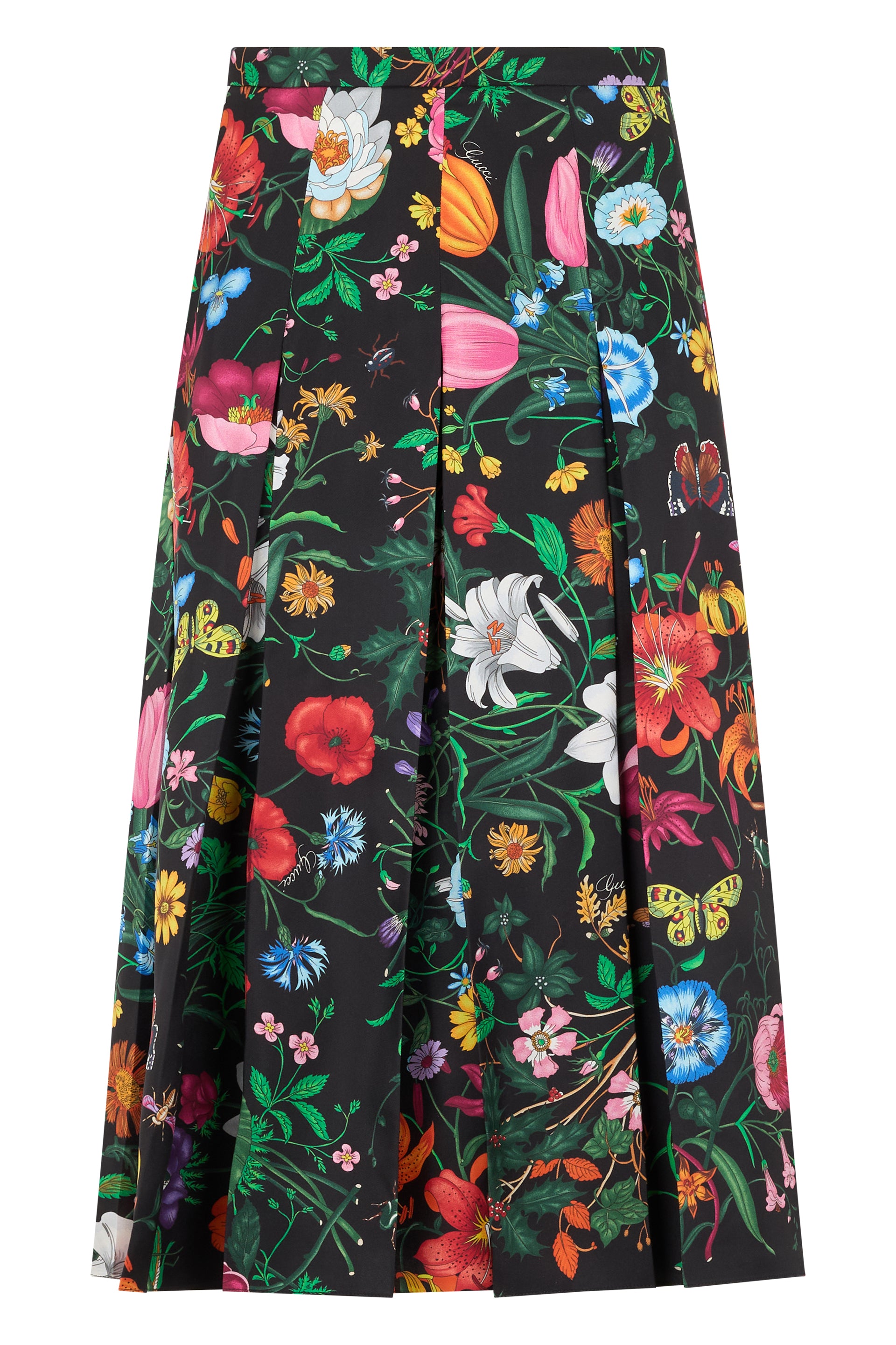 Gucci Gonna midi plissettata in twill di seta
