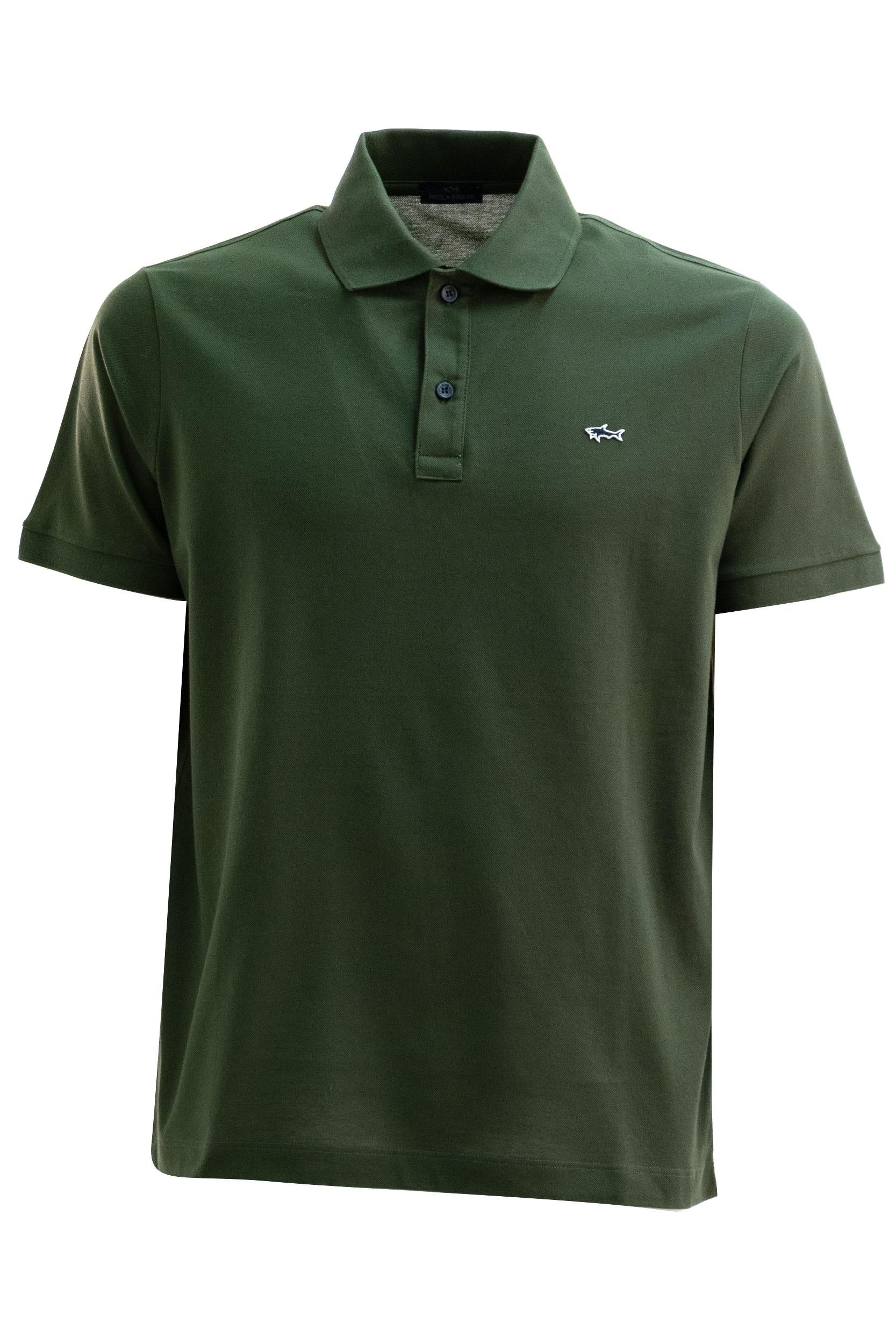 PAUL & SHARK Polo in piqué di cotone di colore verde militare