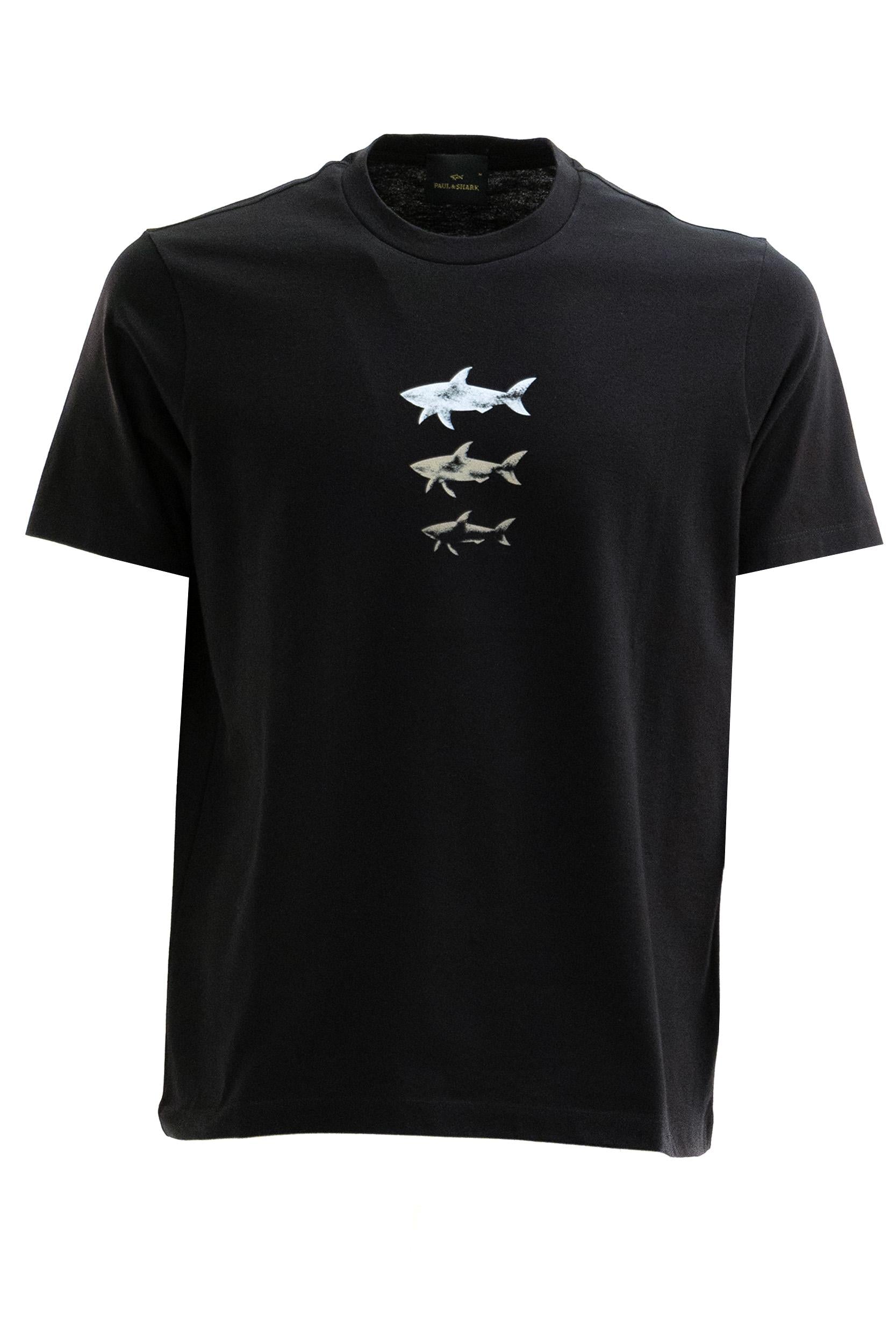 PAUL & SHARK T-shirt in jersey di cotone di colore nero