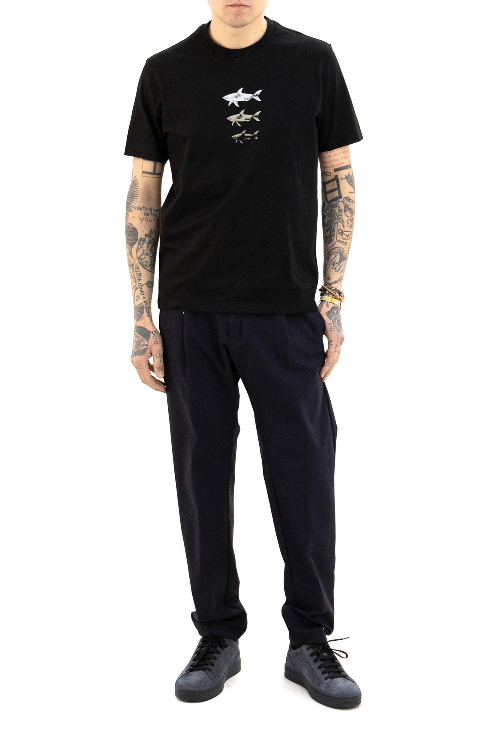 PAUL & SHARK T-shirt in jersey di cotone di colore nero, view 2