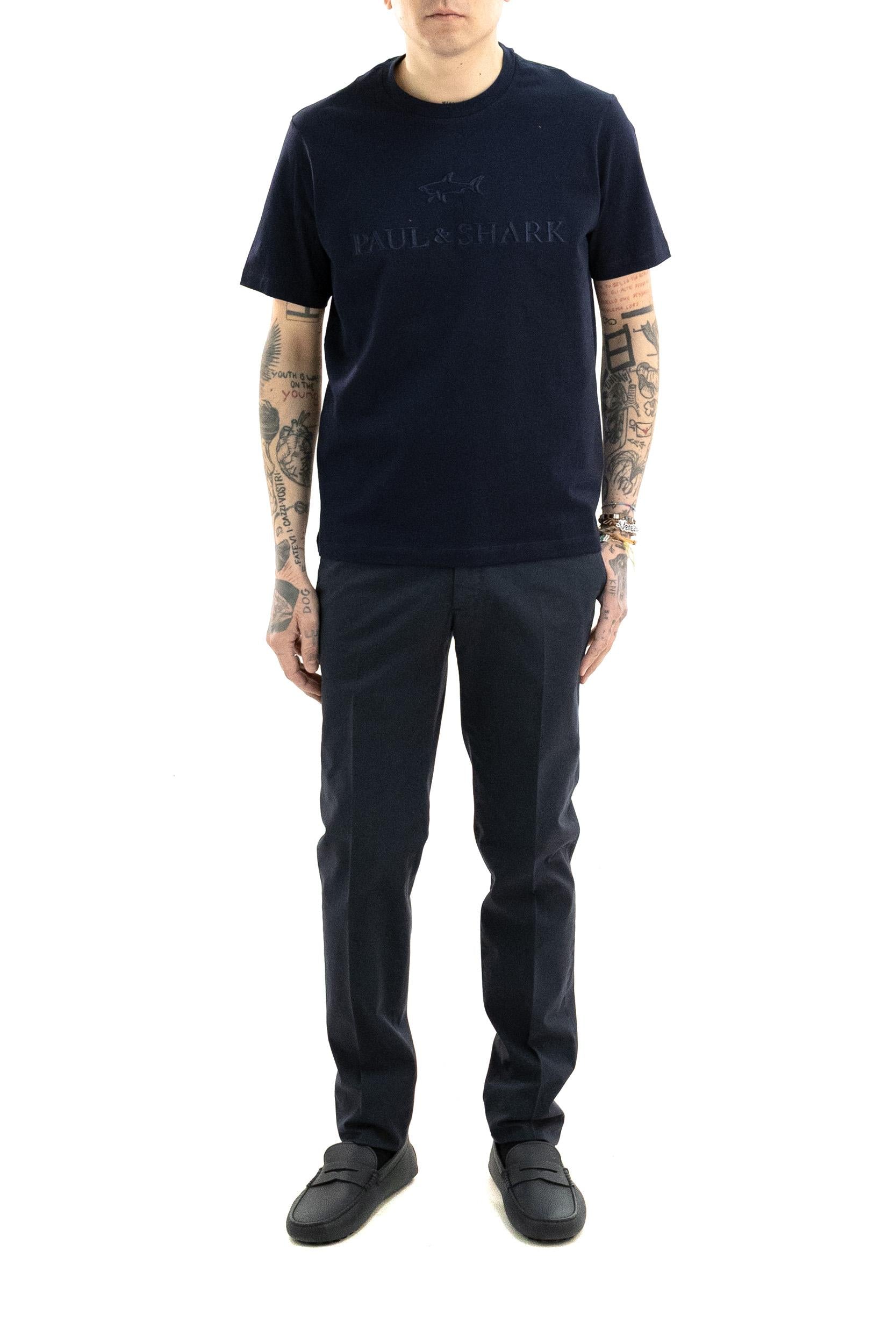 PAUL & SHARK T-shirt in Jersey di Cotone con Stampa, view 2