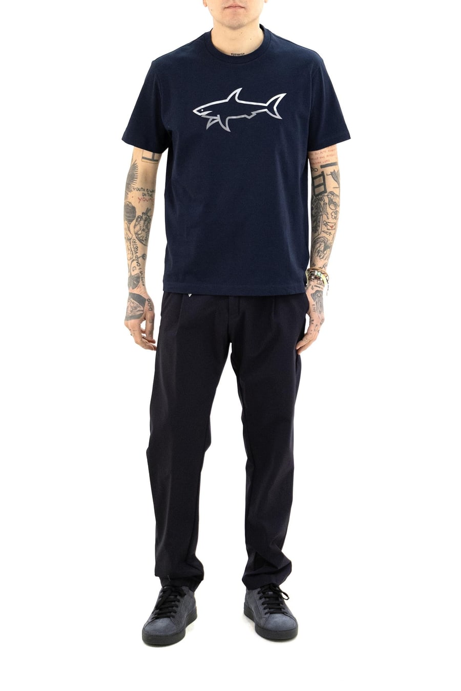 PAUL & SHARK T-shirt in cotone di colore blu, view 2