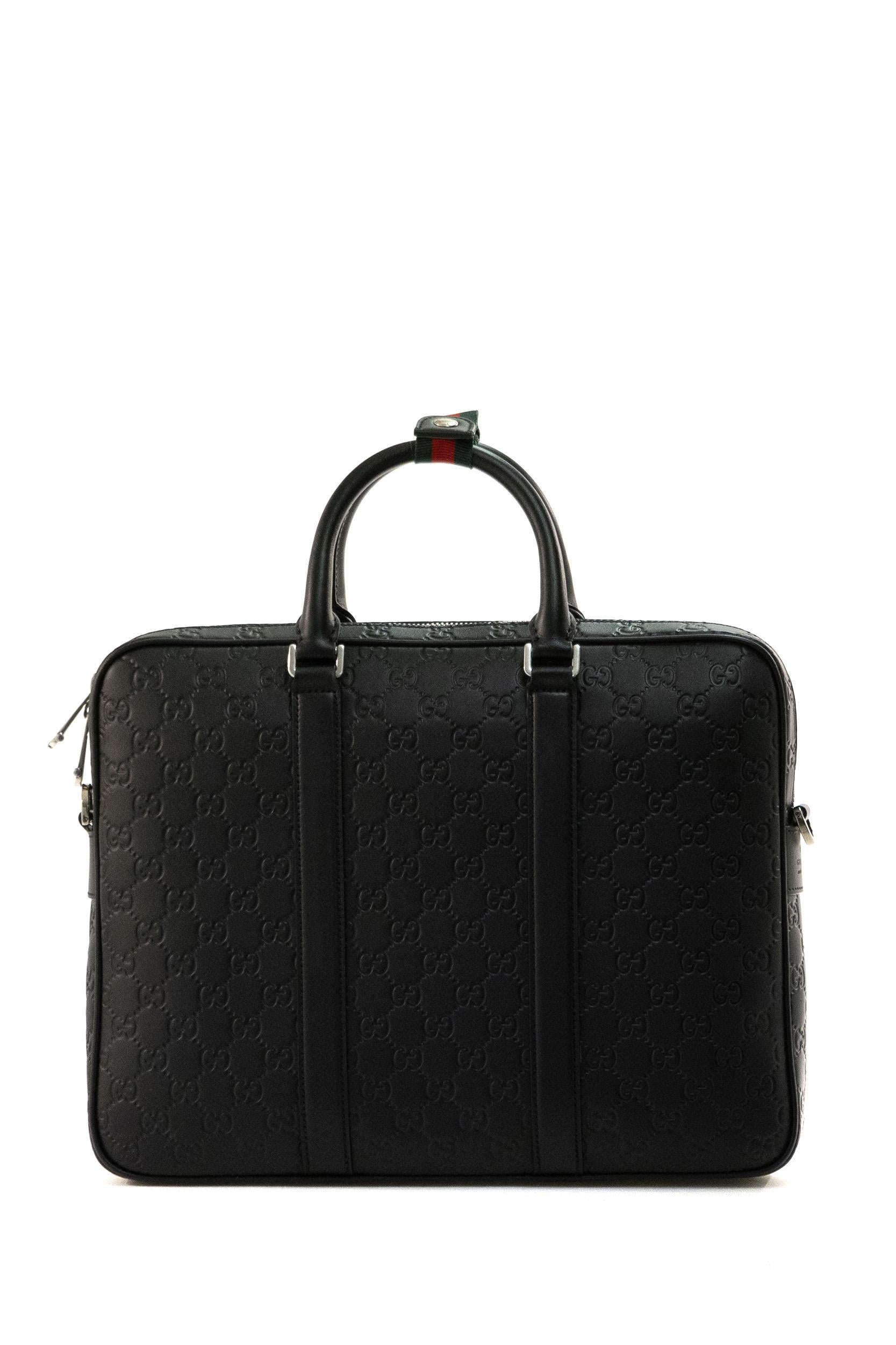 Gucci Borsa Portadocumenti in Pelle GG Emblem