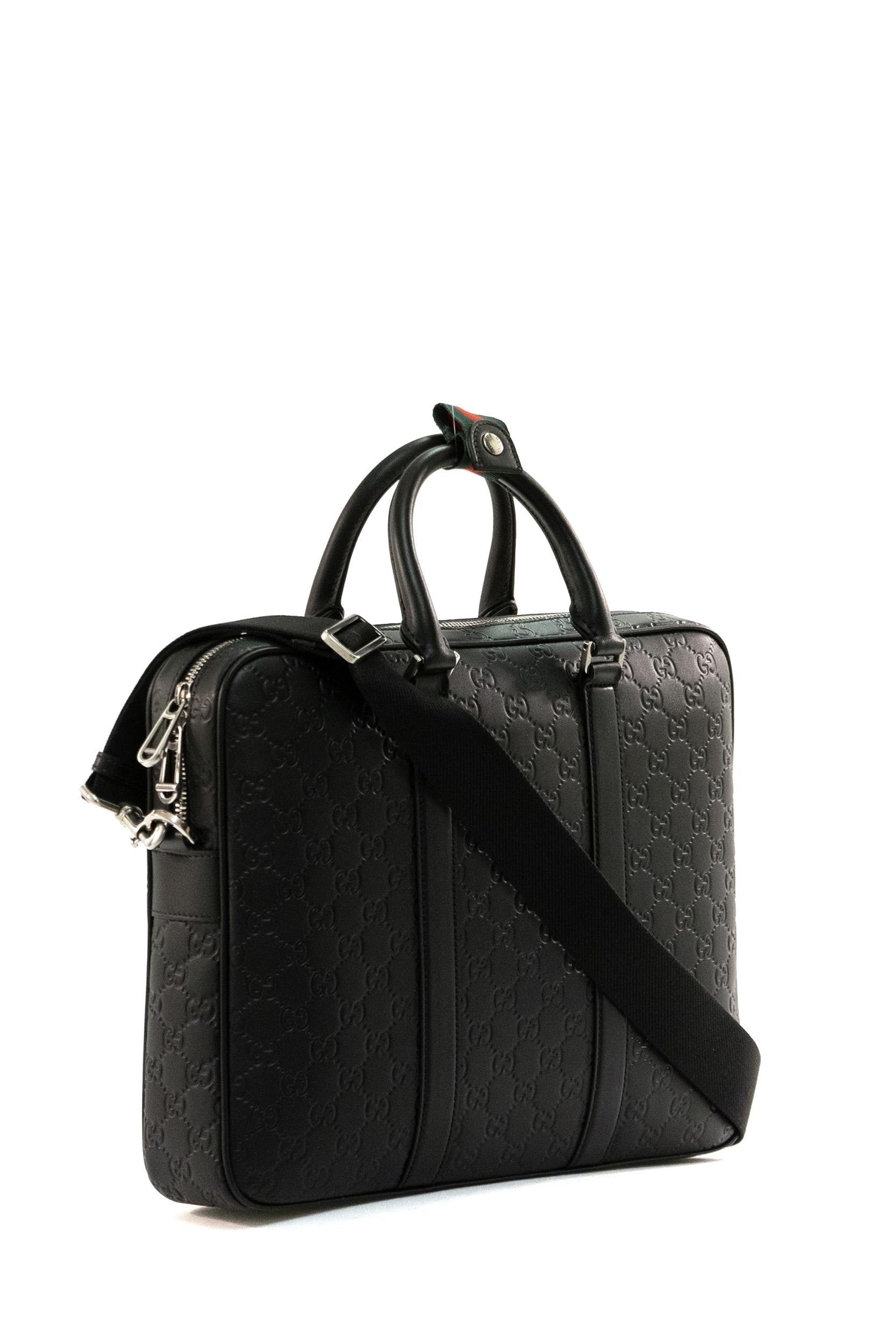 Gucci Borsa Portadocumenti in Pelle GG Emblem, view 2