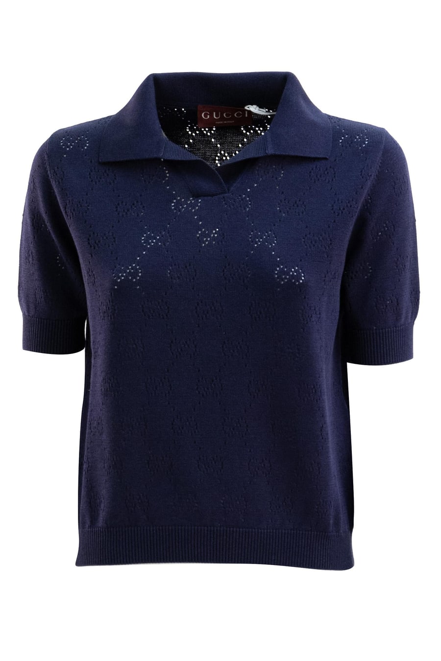 Gucci Polo in Cotone e Seta Pointelle con GG