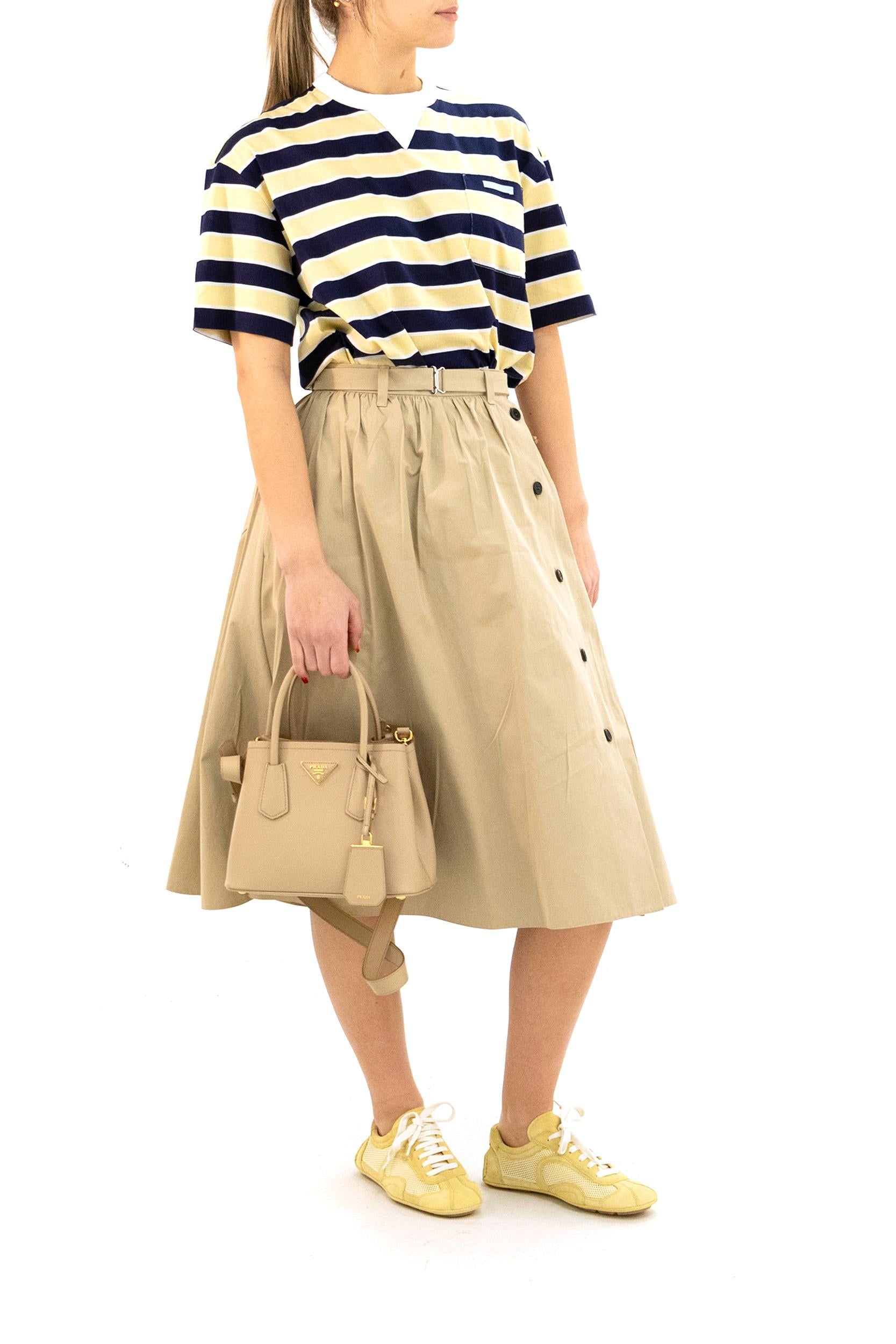 Prada Gonna in cotone di colore beige, view 2