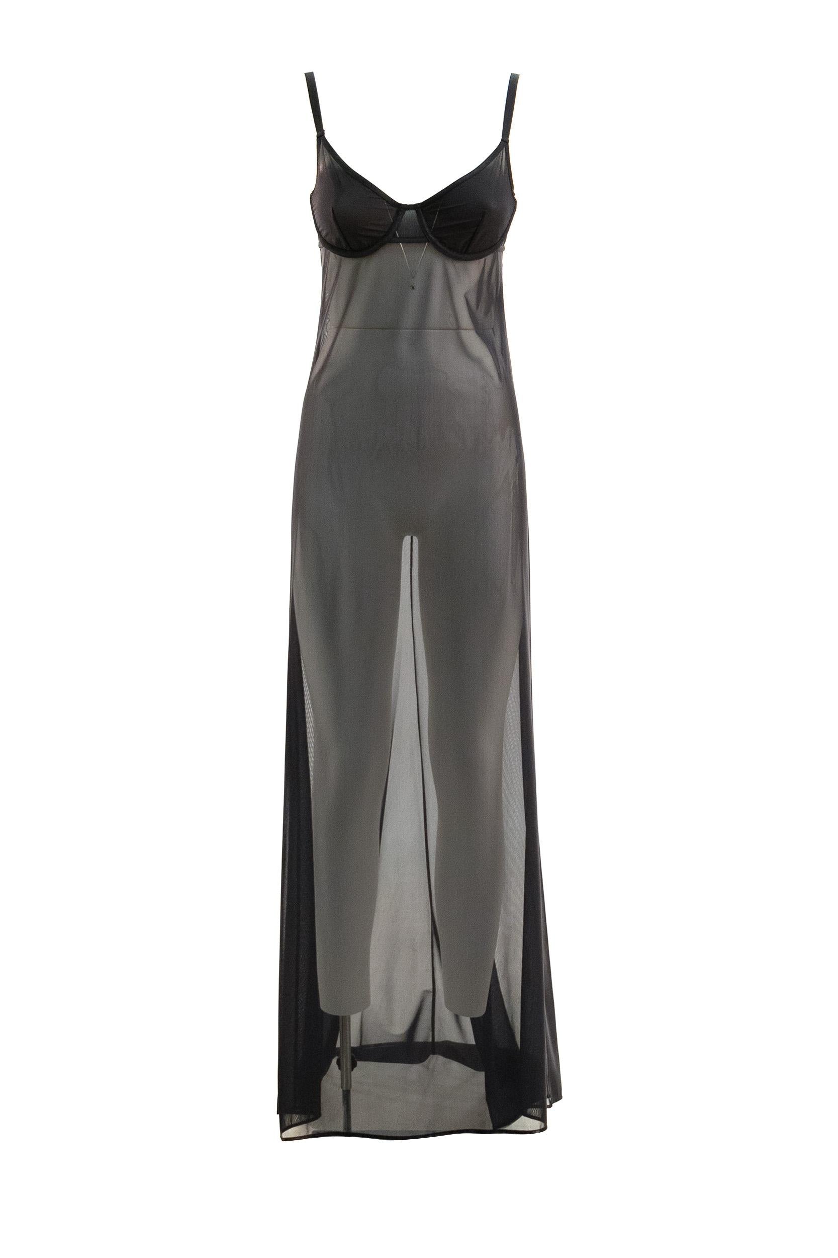 Balenciaga Abito Naked in tulle tecnico stretch di colore nero