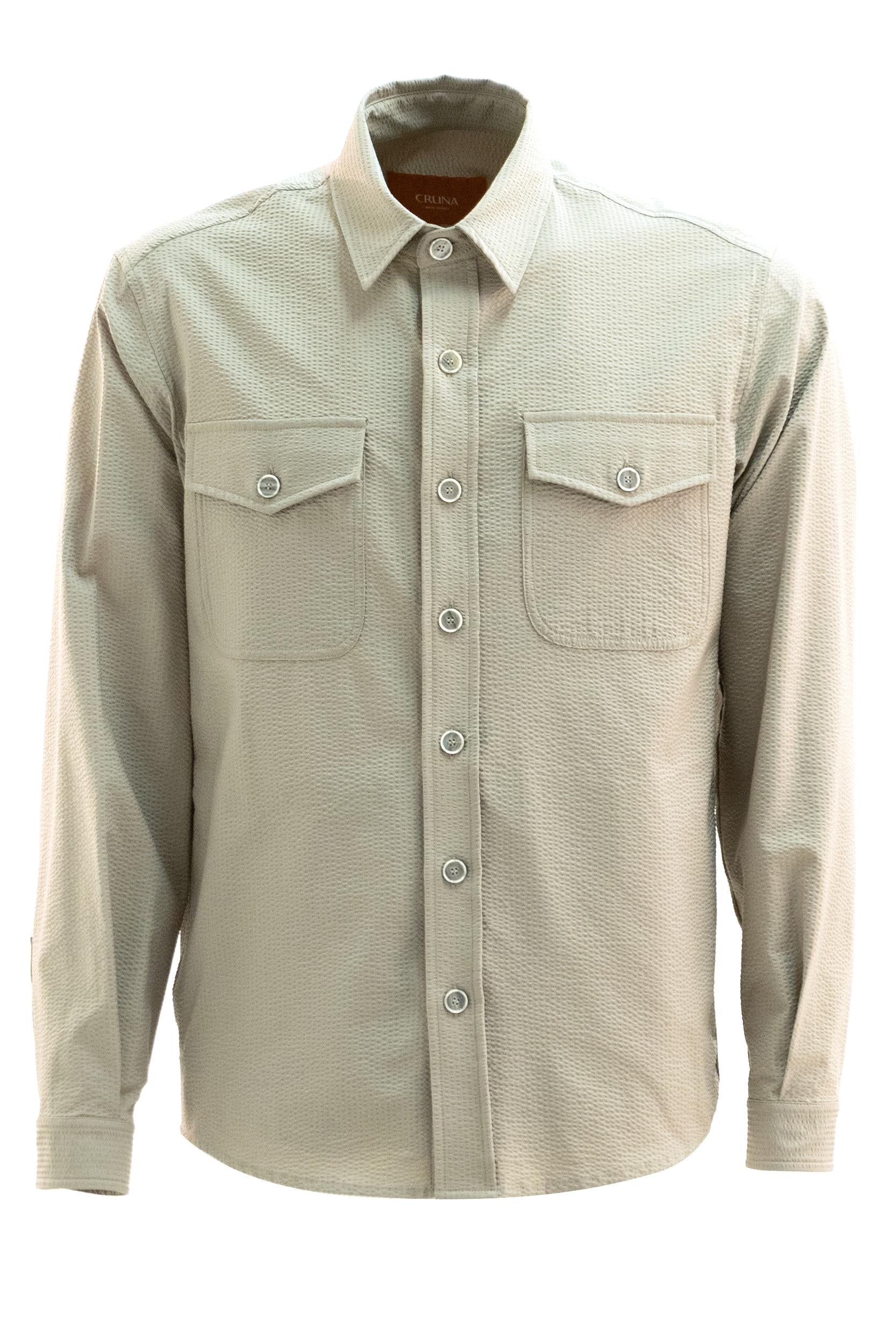 CRUNA Camicia in seersucker di colore beige