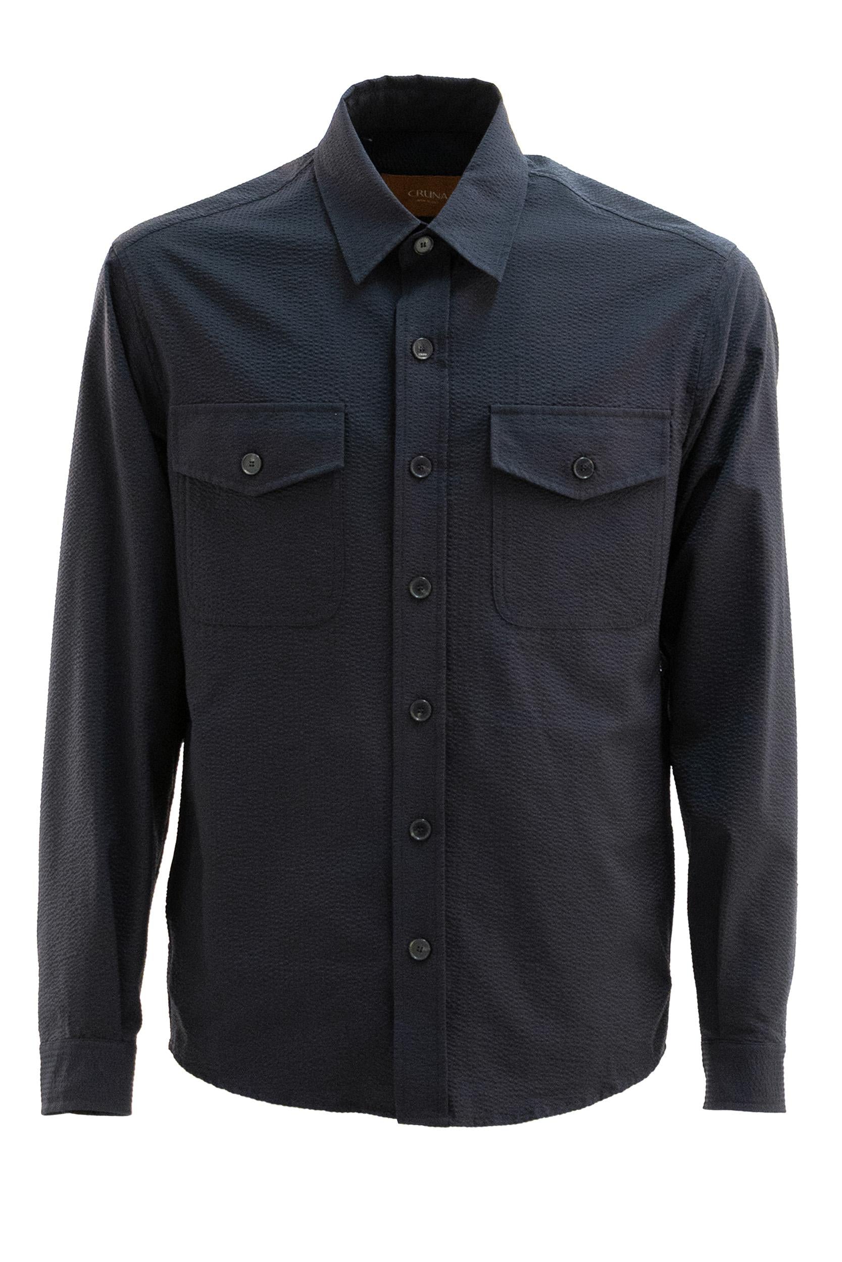 CRUNA Camicia in seersucker di colore blu