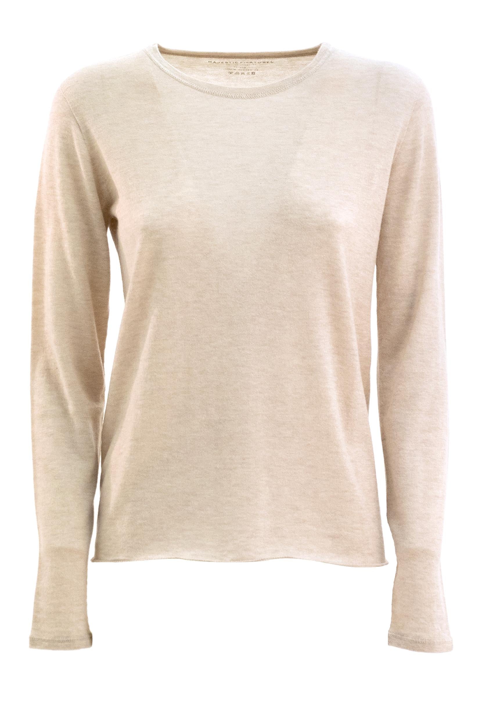 MAJESTIC Pullover in cashmere di colore beige