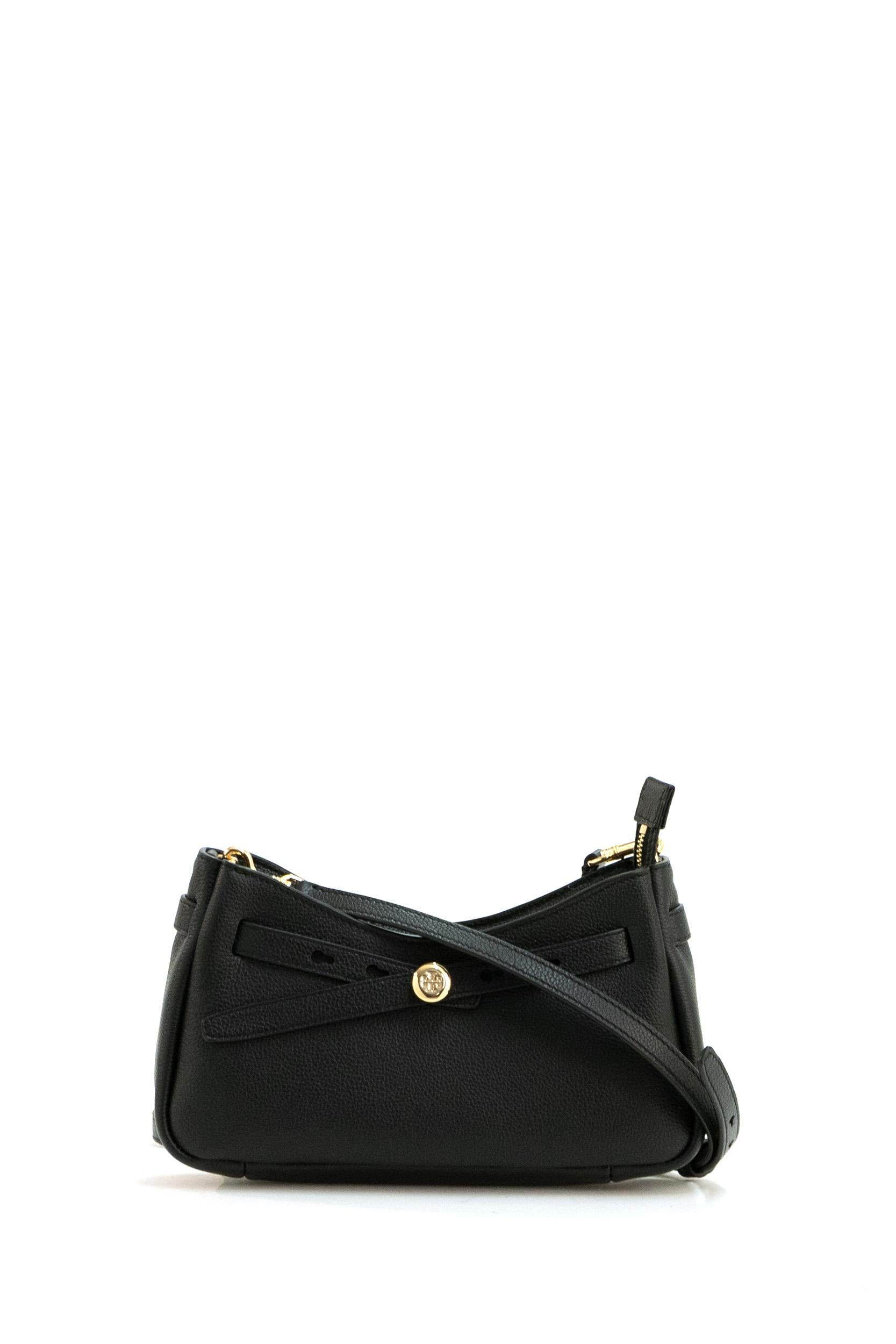 Tory Burch Borsa Romy Top in pelle martellata di colore nero