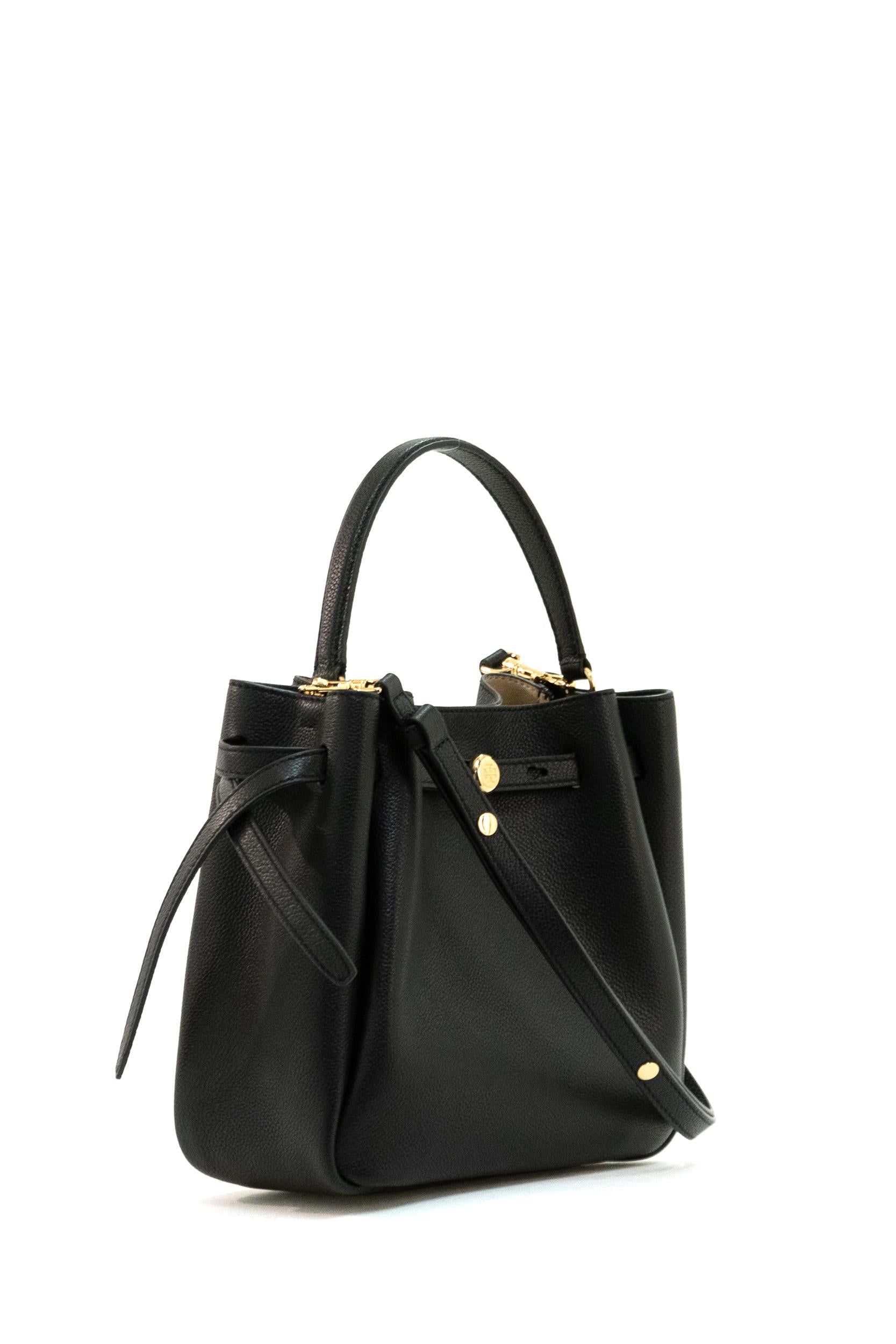 Tory Burch Borsa Romy in pelle martellata di colore nero, view 2