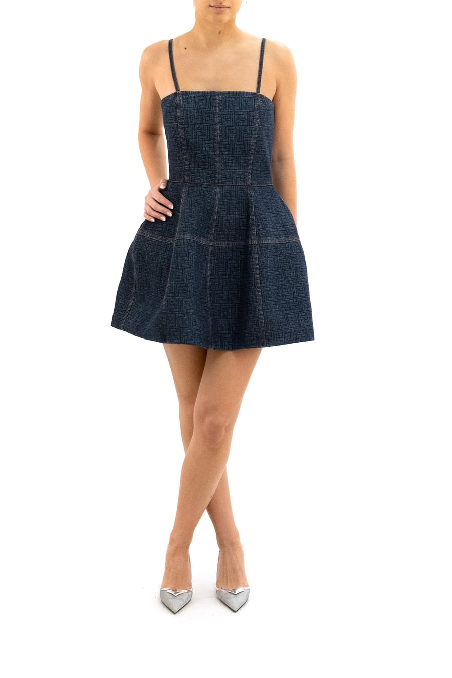 Fendi Abito in denim FF blu scuro, view 2