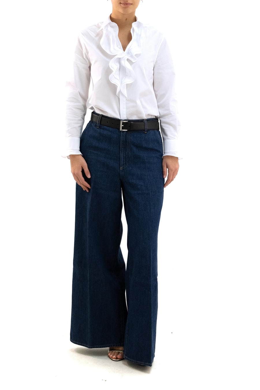 Ralph Lauren Camicia con Rouches in Cotone Bianco, view 2
