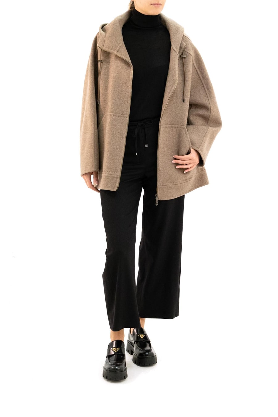 Max Mara Cappotto Gradi in cachemire color tortora, view 2