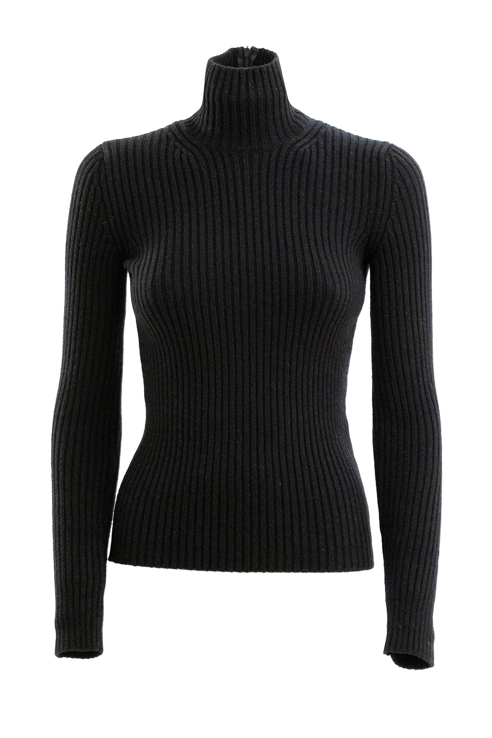 Max Mara Pullover Aral in lana e cachemire a coste di colore nero