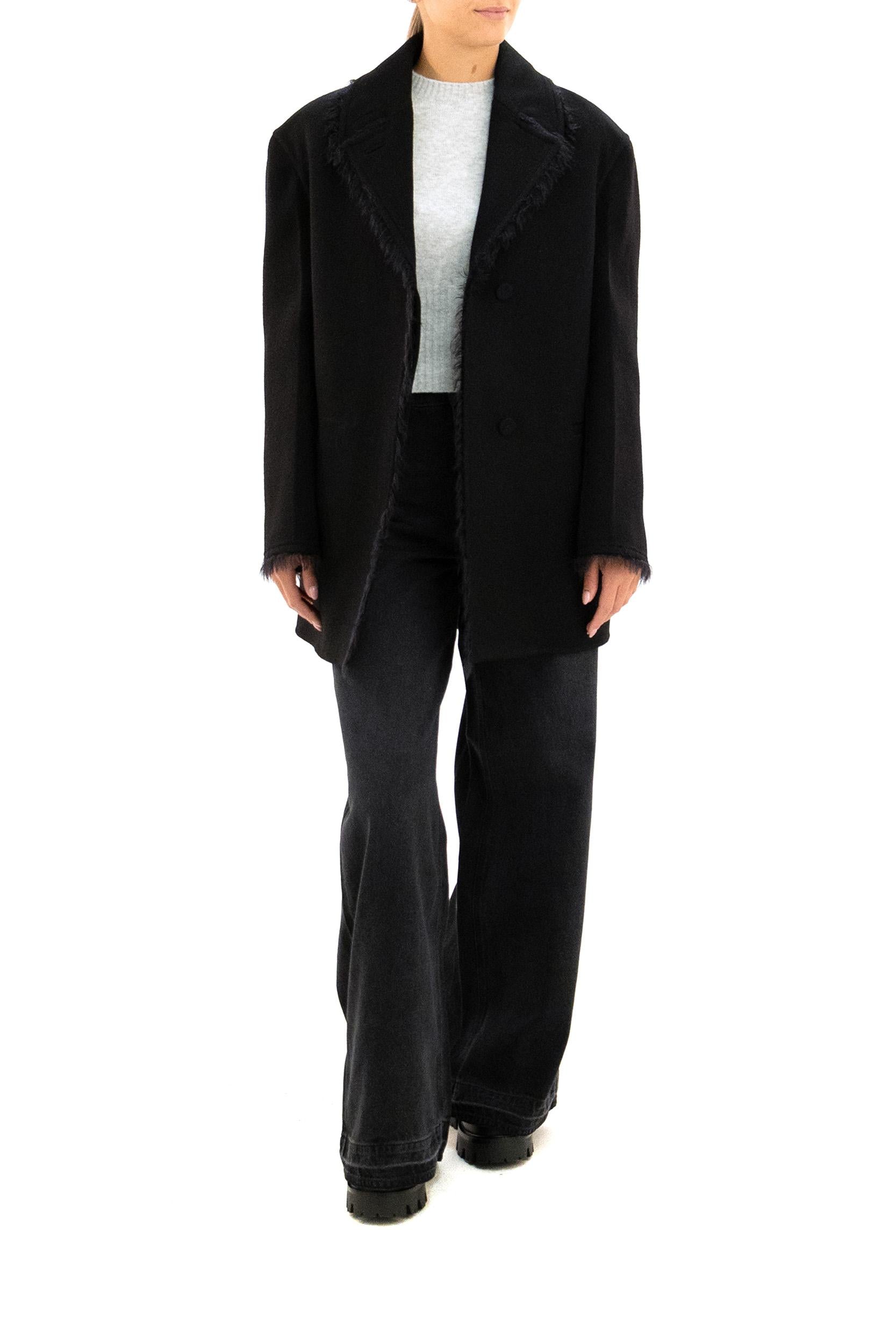 Jil Sander Giacca Caban in gabardine di lana di colore nero, view 2