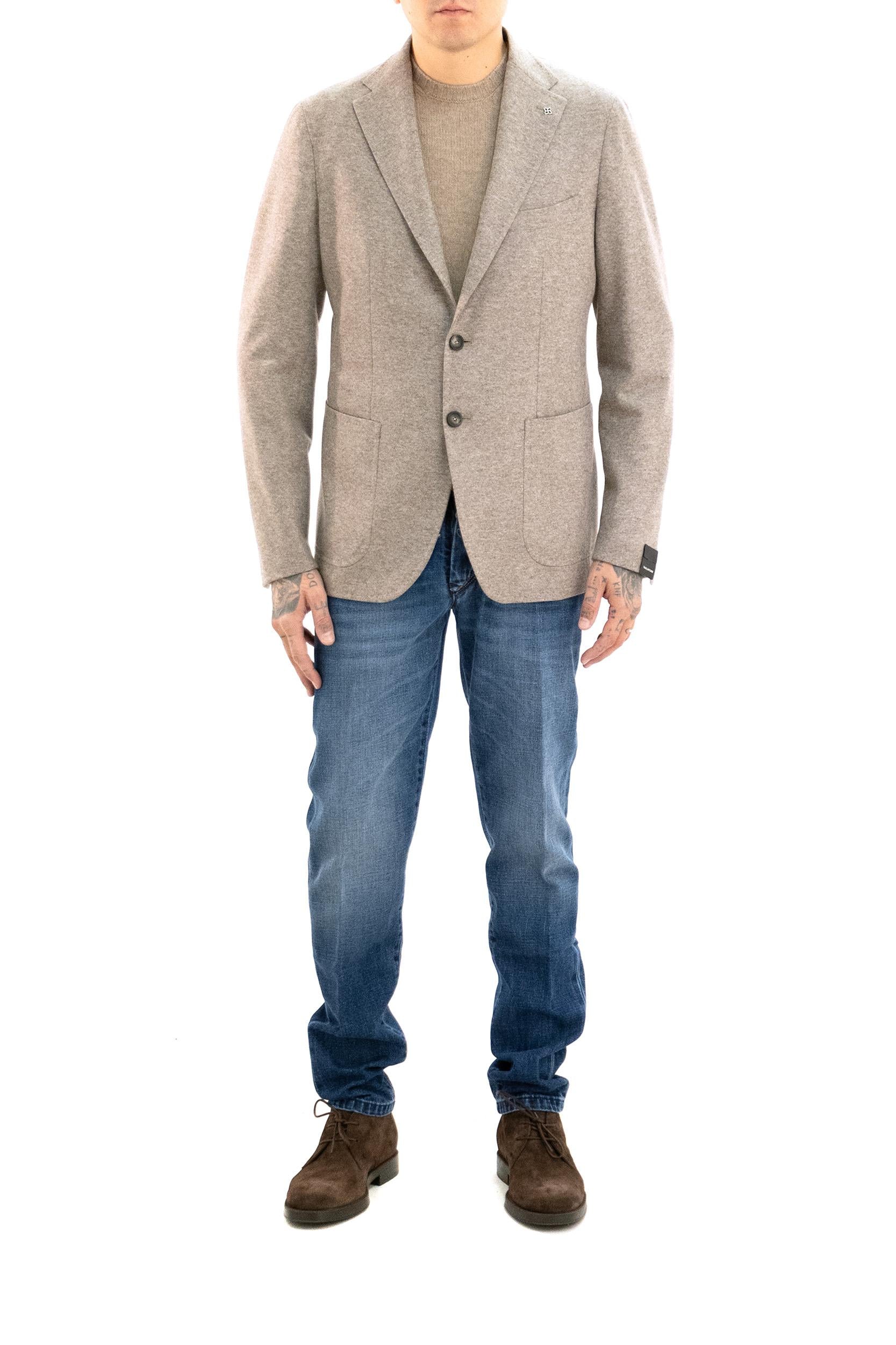 Tagliatore Giacca monopetto in lana di colore beige, view 2