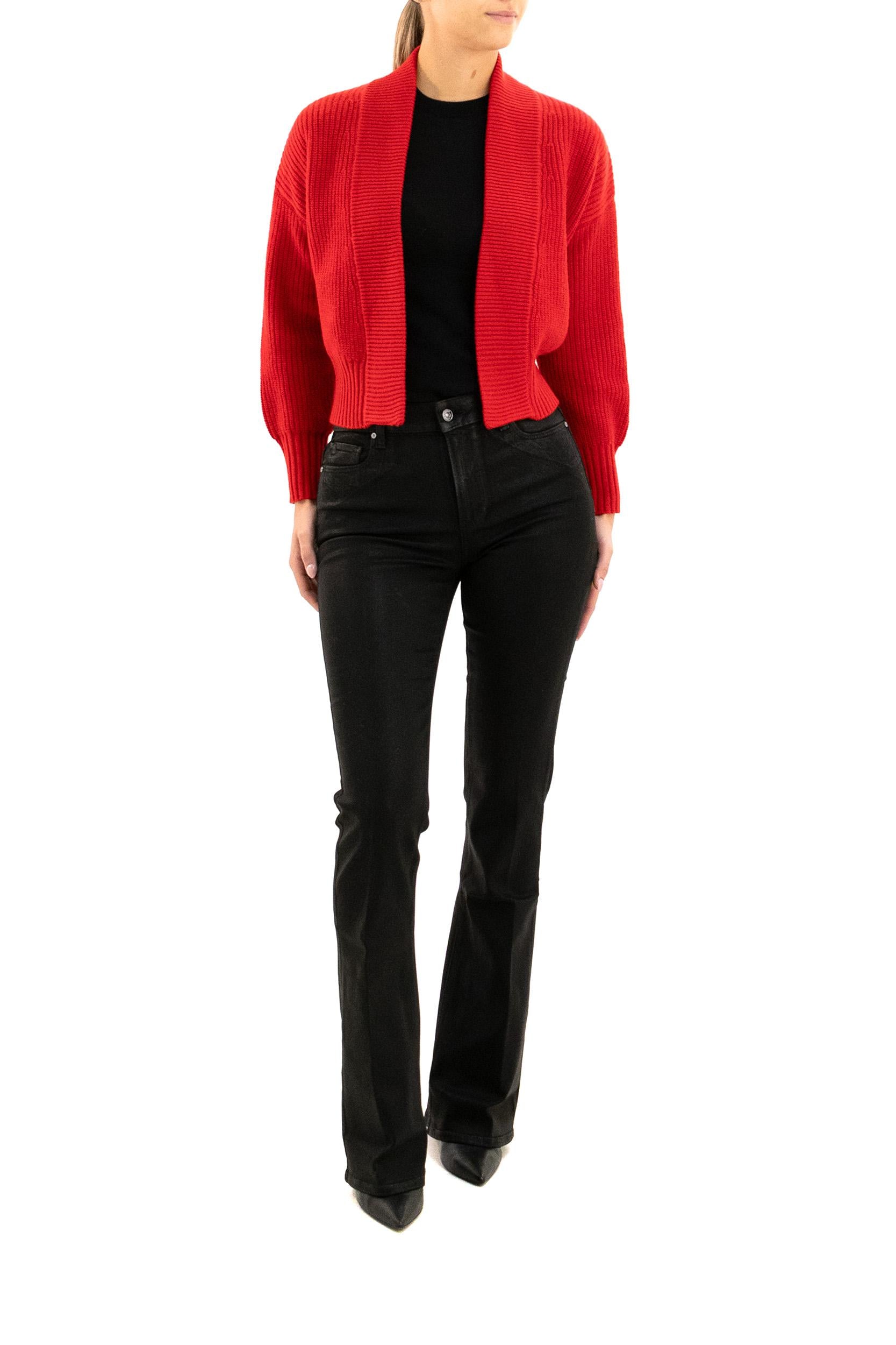 BASE Cardigan in lana di colore rosso, view 2