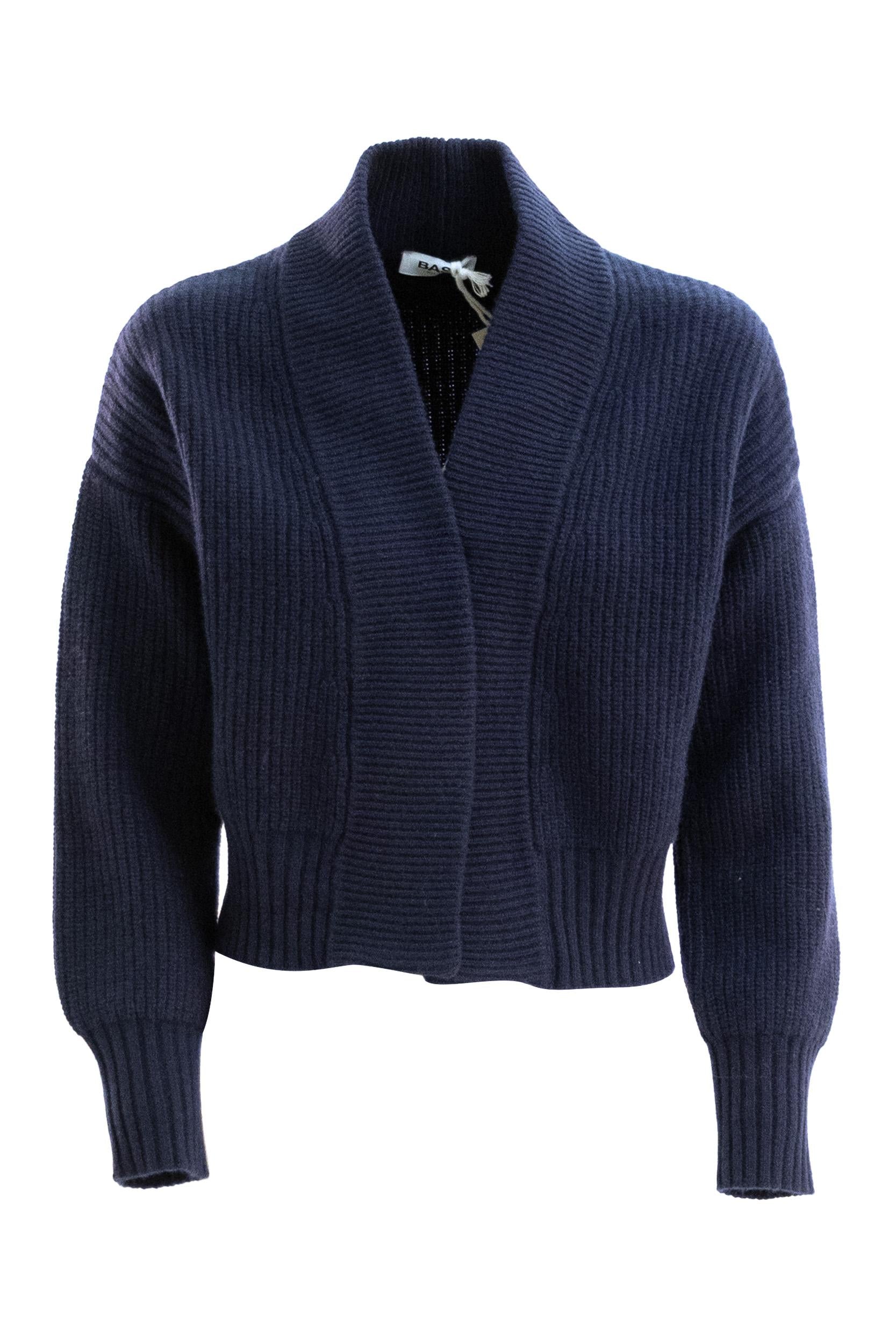 BASE Cardigan in lana di colore blu