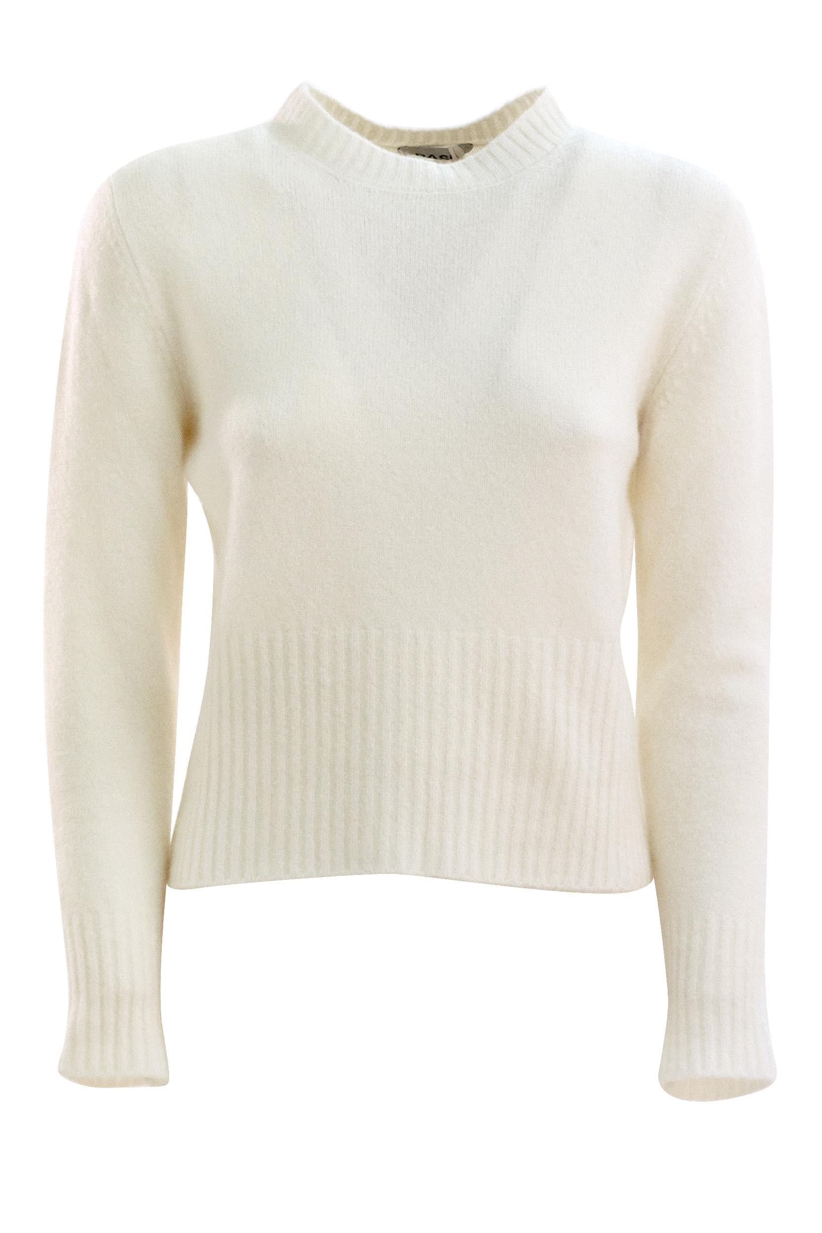 BASE Pullover in lana e cashmere color bianco