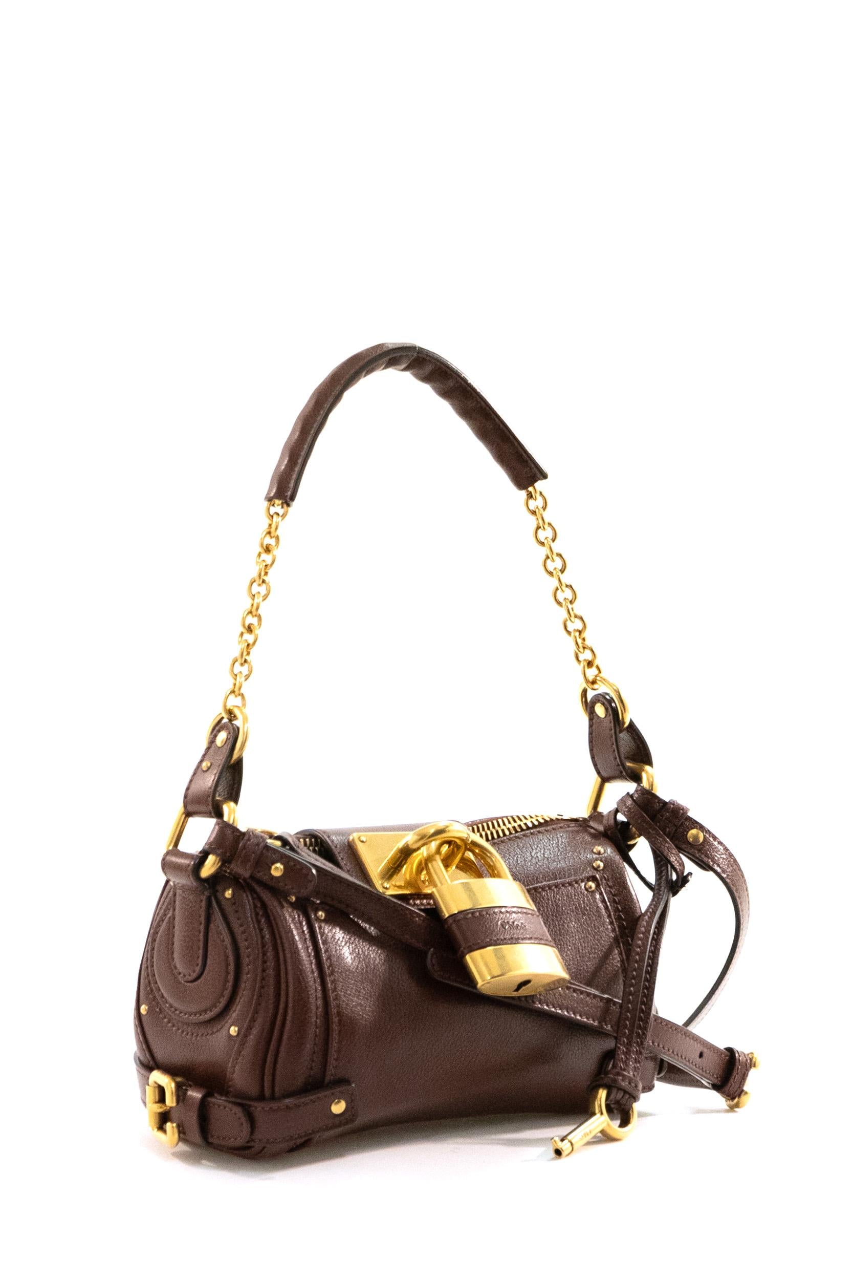 Chloé Borsa Paddington small in pelle granata color bordeaux, view 2