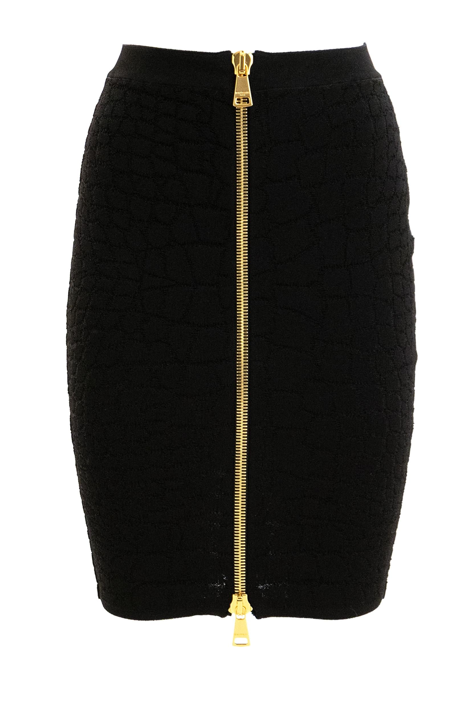 Balmain Gonna in maglia nera