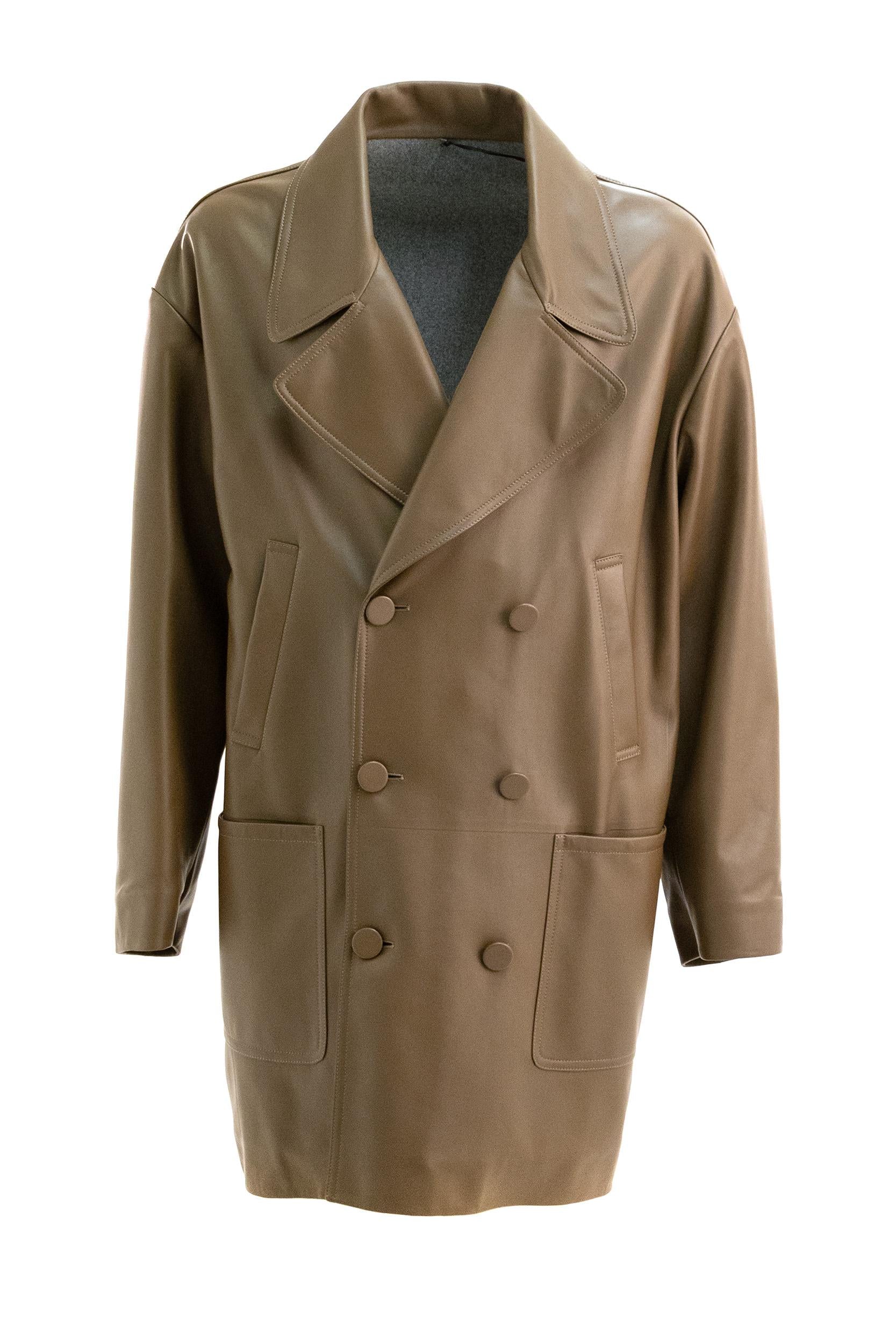 Fendi Cappotto in nappa beige scuro