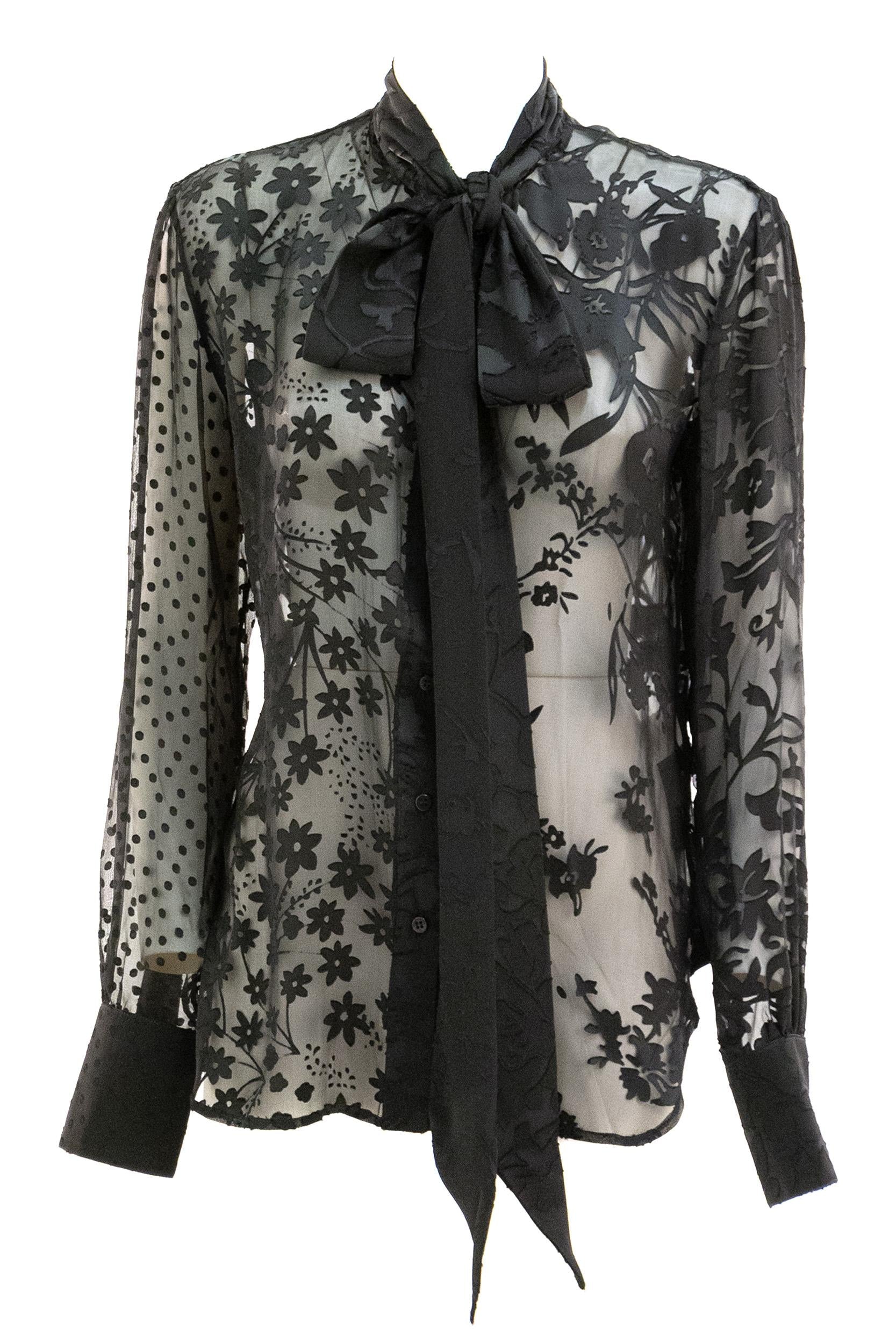 MARINE SERRE Blusa in seta di colore nero