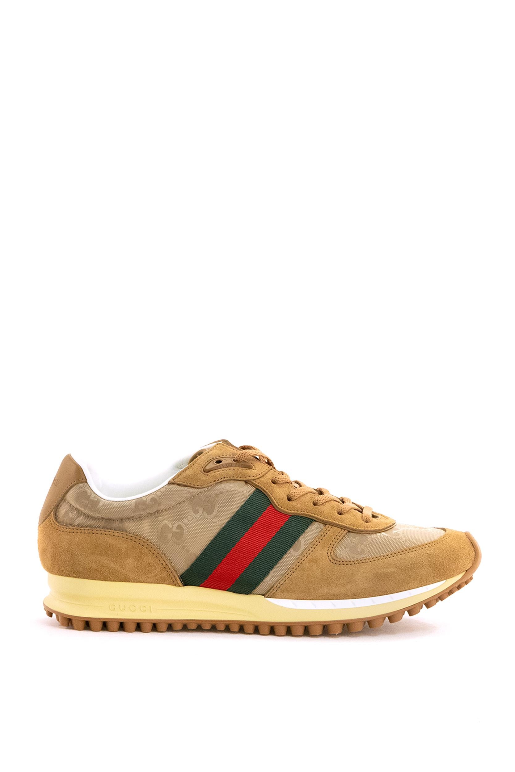 Gucci Sneakers Gucci Re-Motion in nylon GG e suede color cammello