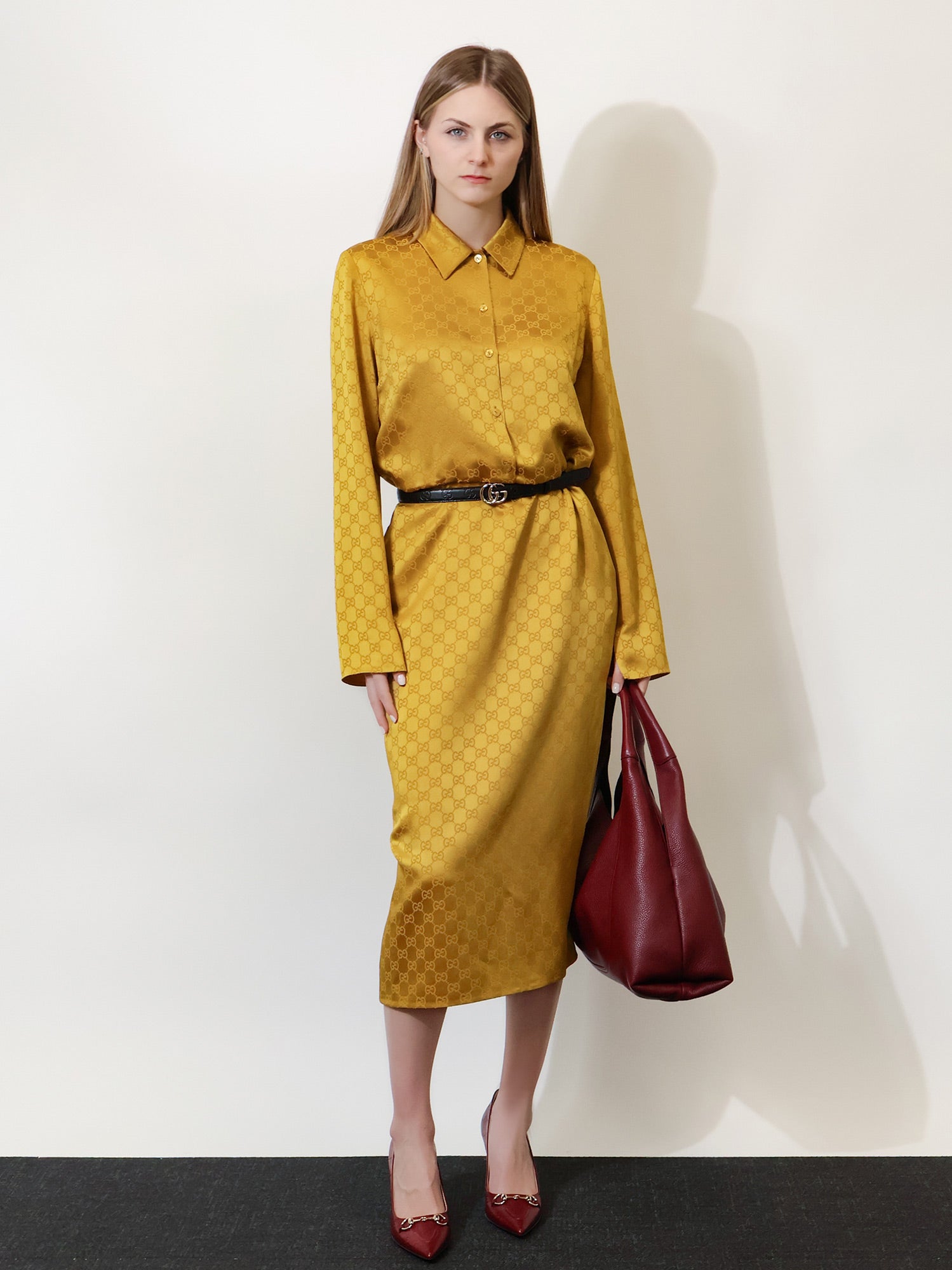Gucci GG satin Chemisier Dress, view 2