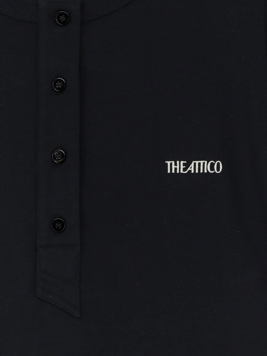 The Attico Cotton T-shirt with embroidered logo on the front, view 3