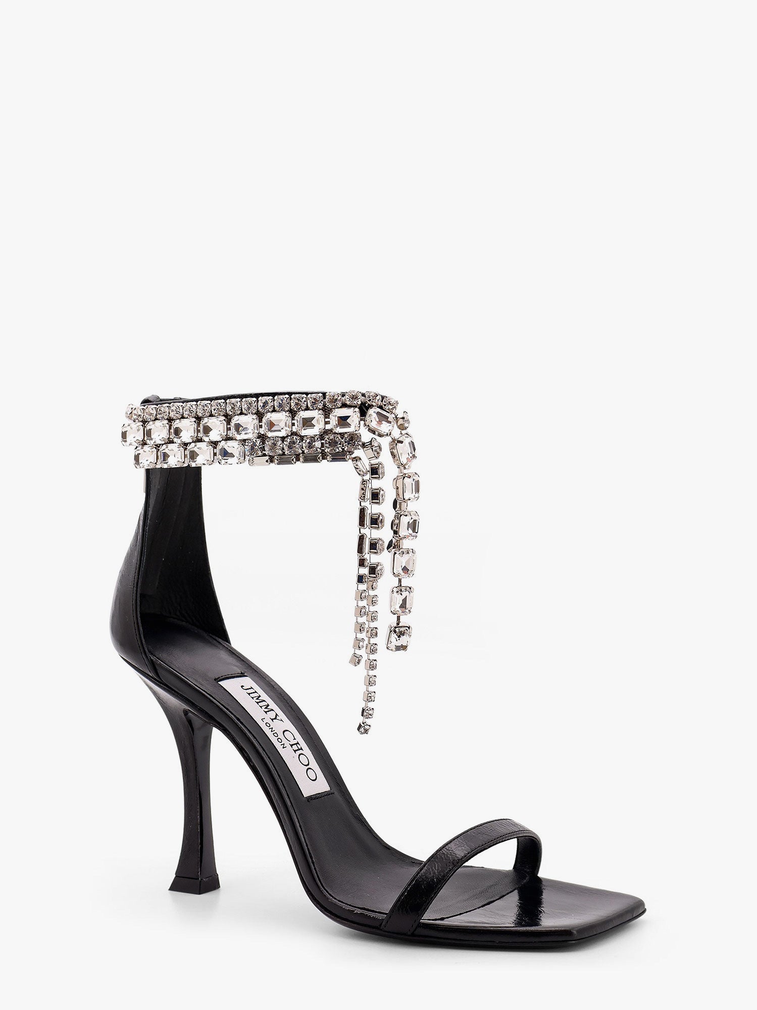 Jimmy Choo Black vintage leather sandals with crystals detail, view 2
