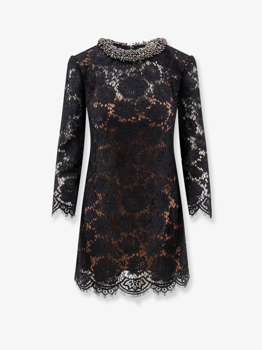 self-portrait Black lace mini dress