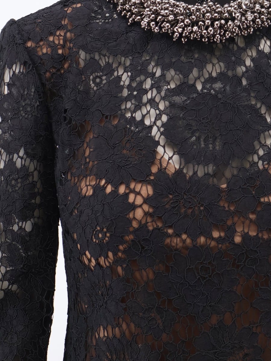 self-portrait Black lace mini dress, view 3