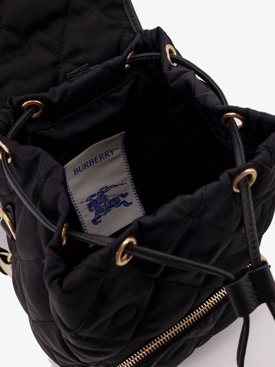Burberry Mini nylon backpack with leather logo patch, view 4