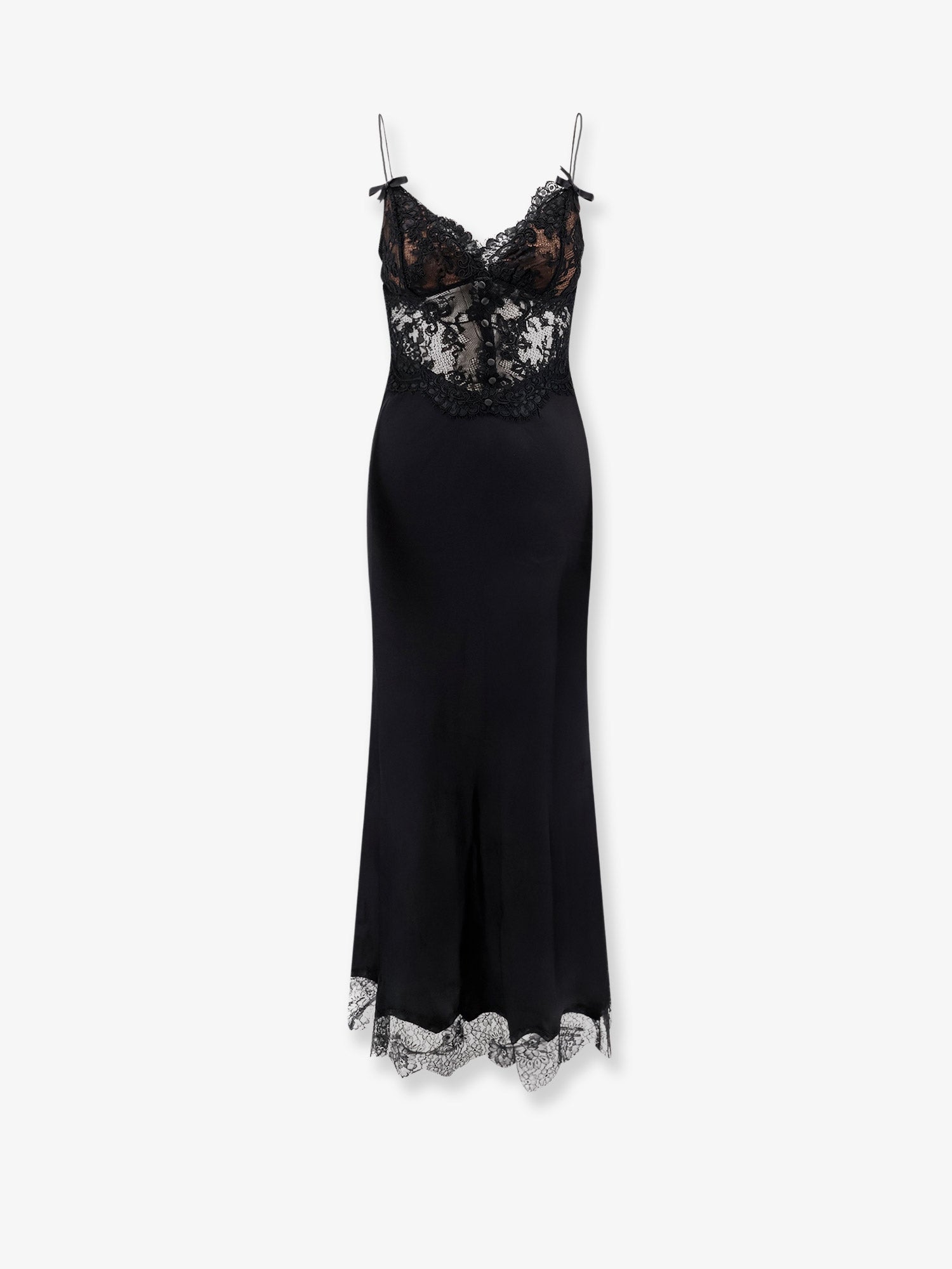 self-portrait Satin dress with lace profiles