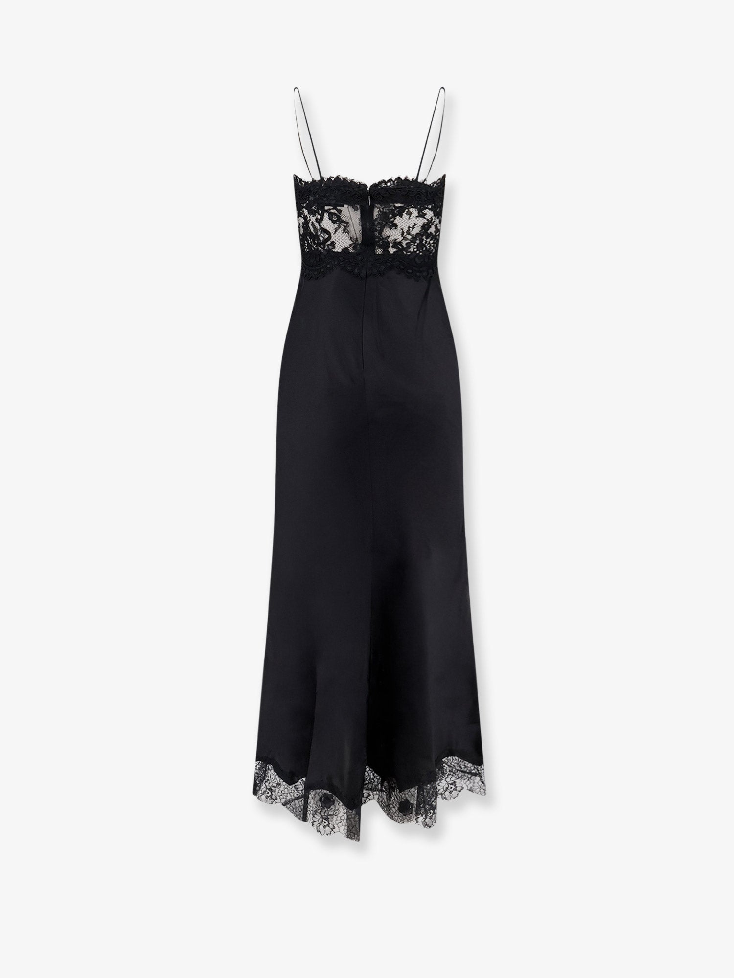 self-portrait Satin dress with lace profiles, view 2