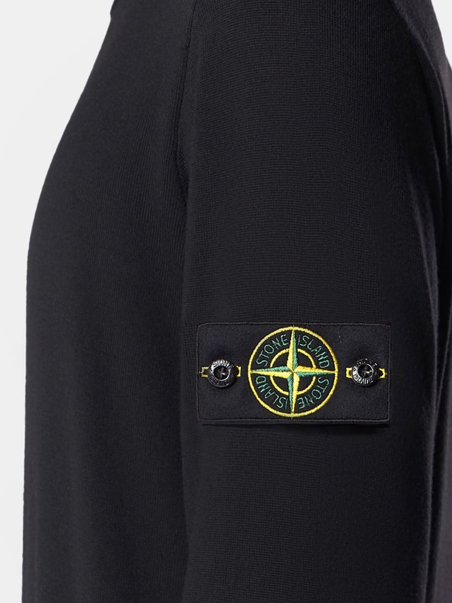Stone Island Wool sweater with side logo patch, view 3
