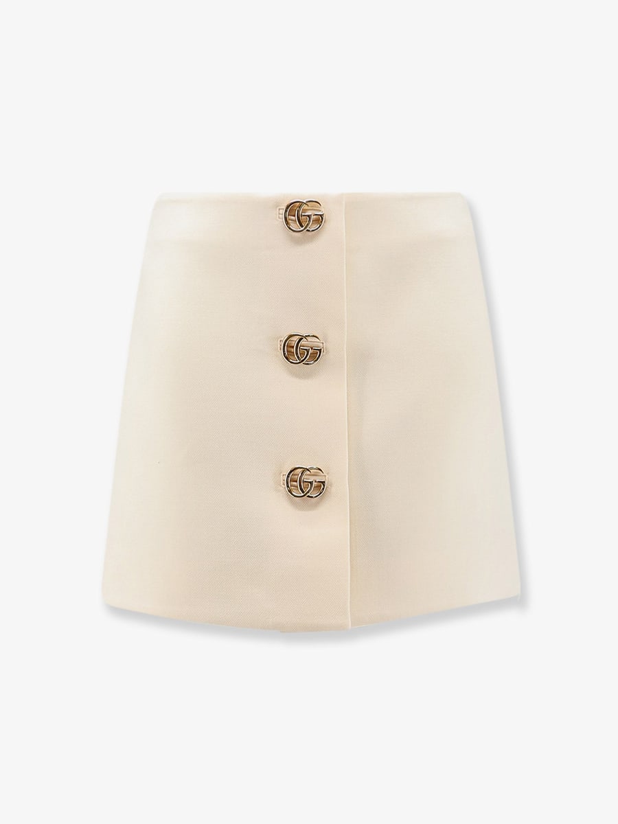 Gucci Wool crêpe skirt with Double G button
