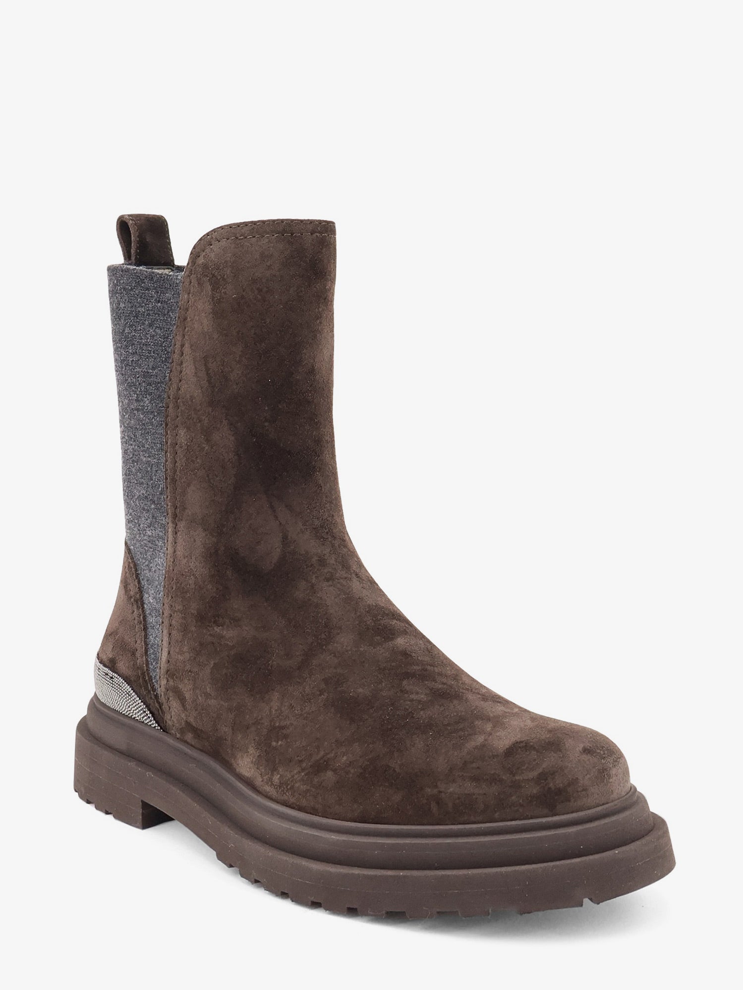 Brunello Cucinelli Suede boots with Monili details, view 2