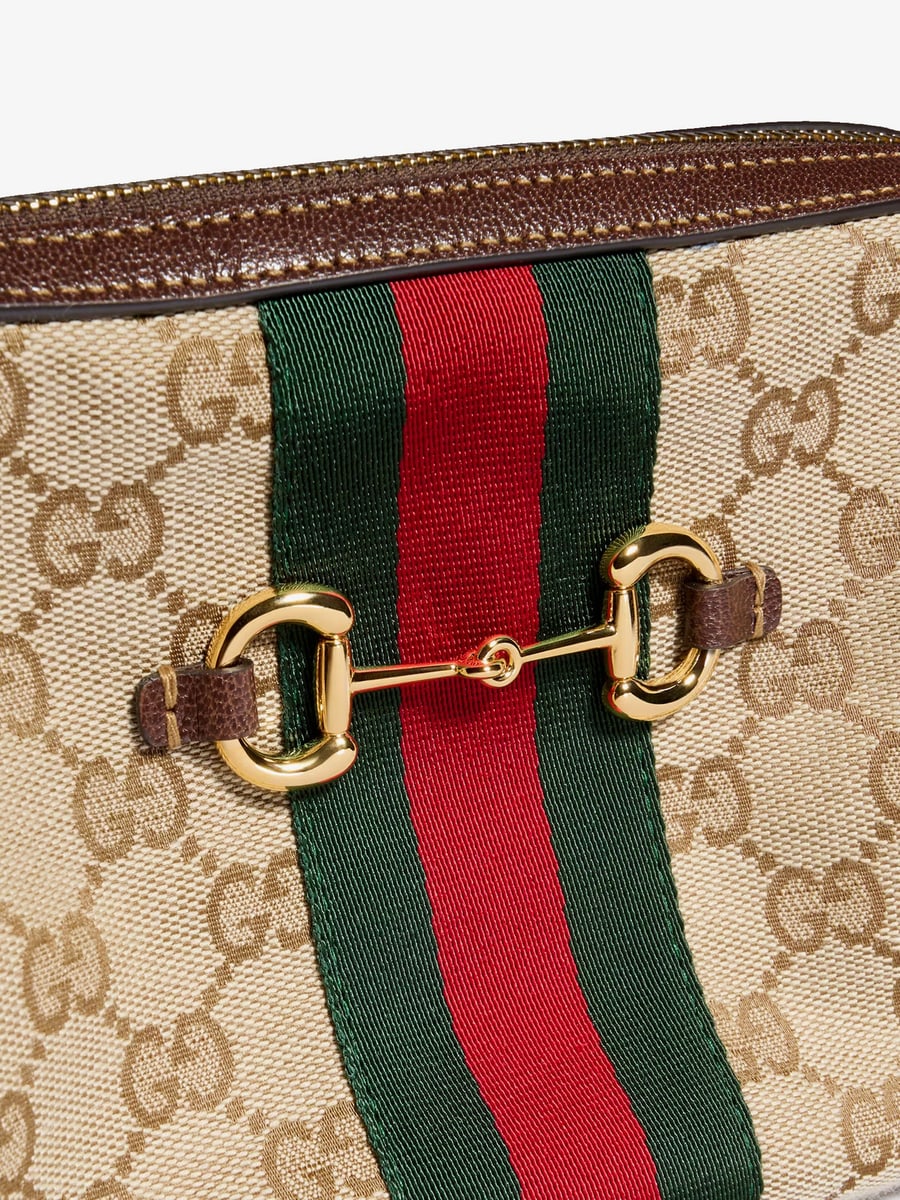 Gucci Camera bag GG fabric crossbody bag with metal Horsebit, view 4