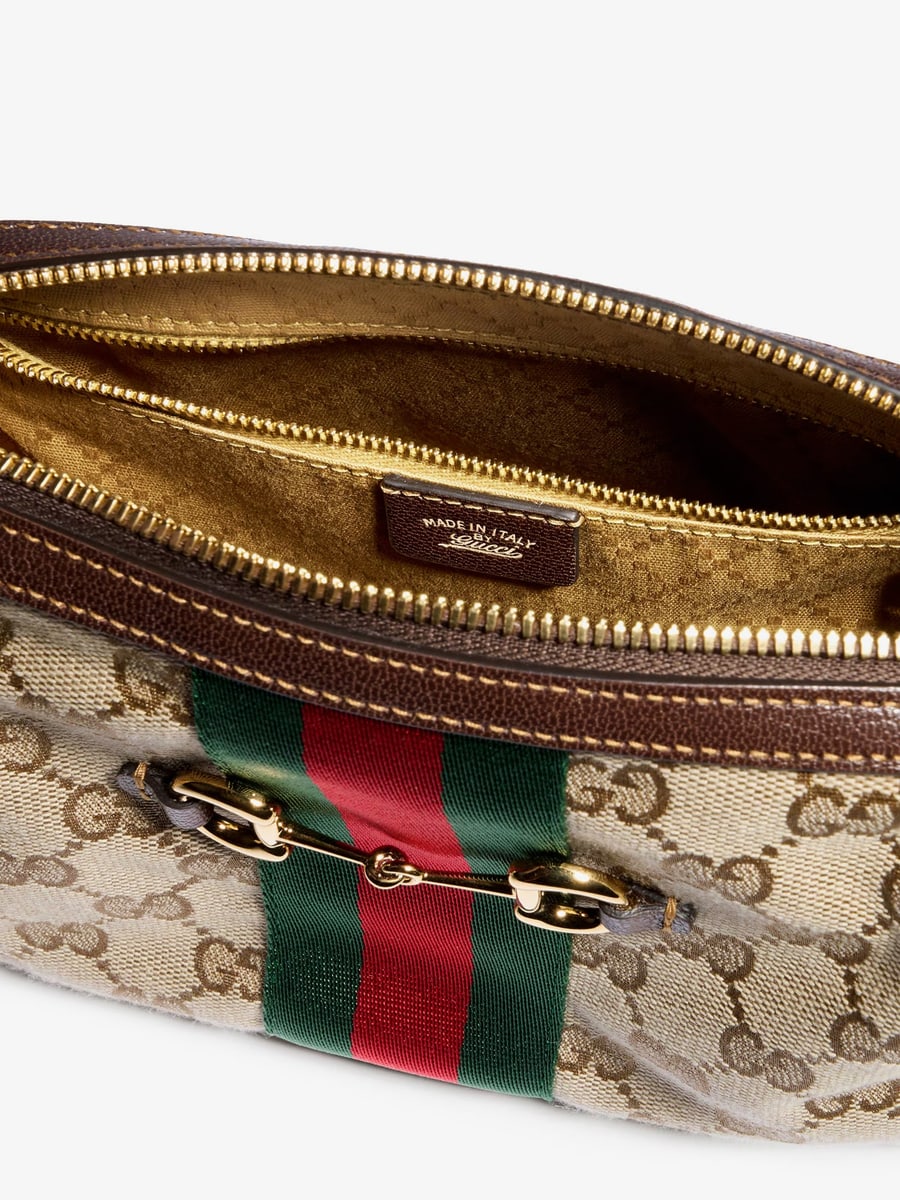 Gucci Camera bag GG fabric crossbody bag with metal Horsebit, view 5