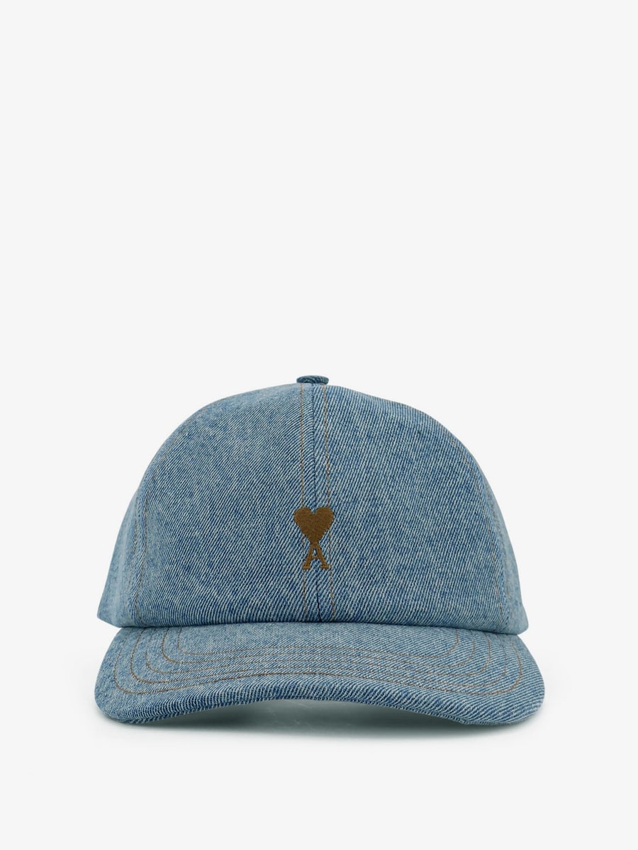 AMI Paris Blue denim hat with embroidered logo